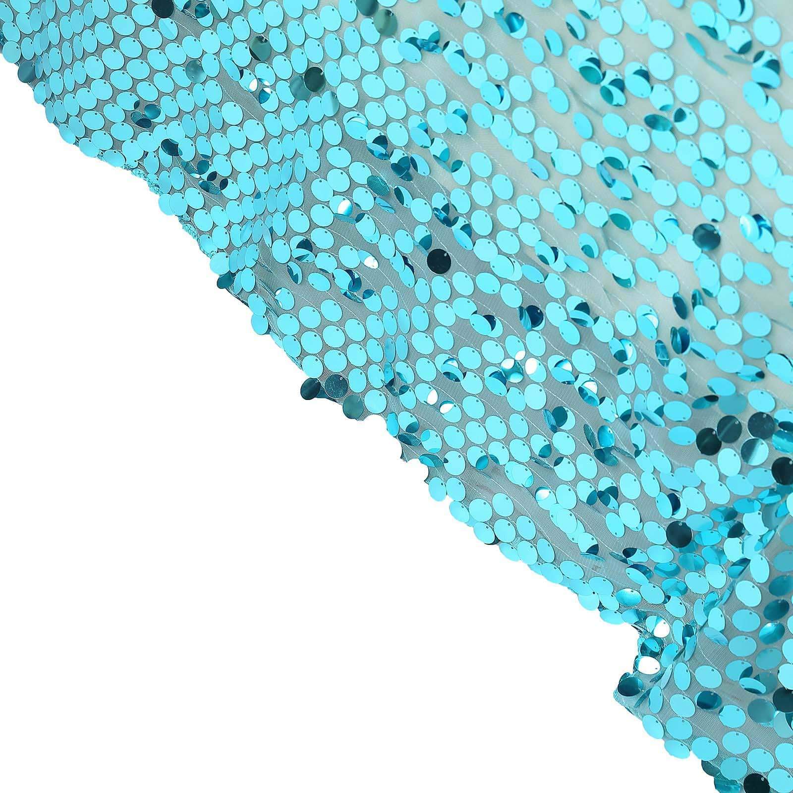 Turquoise Seamless 90x132 Rectangle Sequin Tablecloth for Big Payette Tables