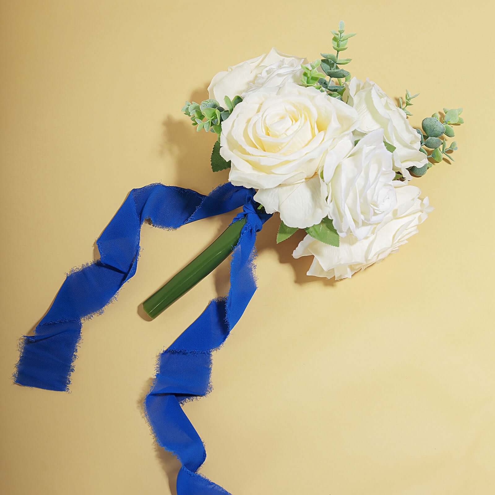 Hot Deal! 2-Pack Royal Blue Silk-Like Chiffon Linen Ribbon Rolls for Bouquets, Wedding Gifts