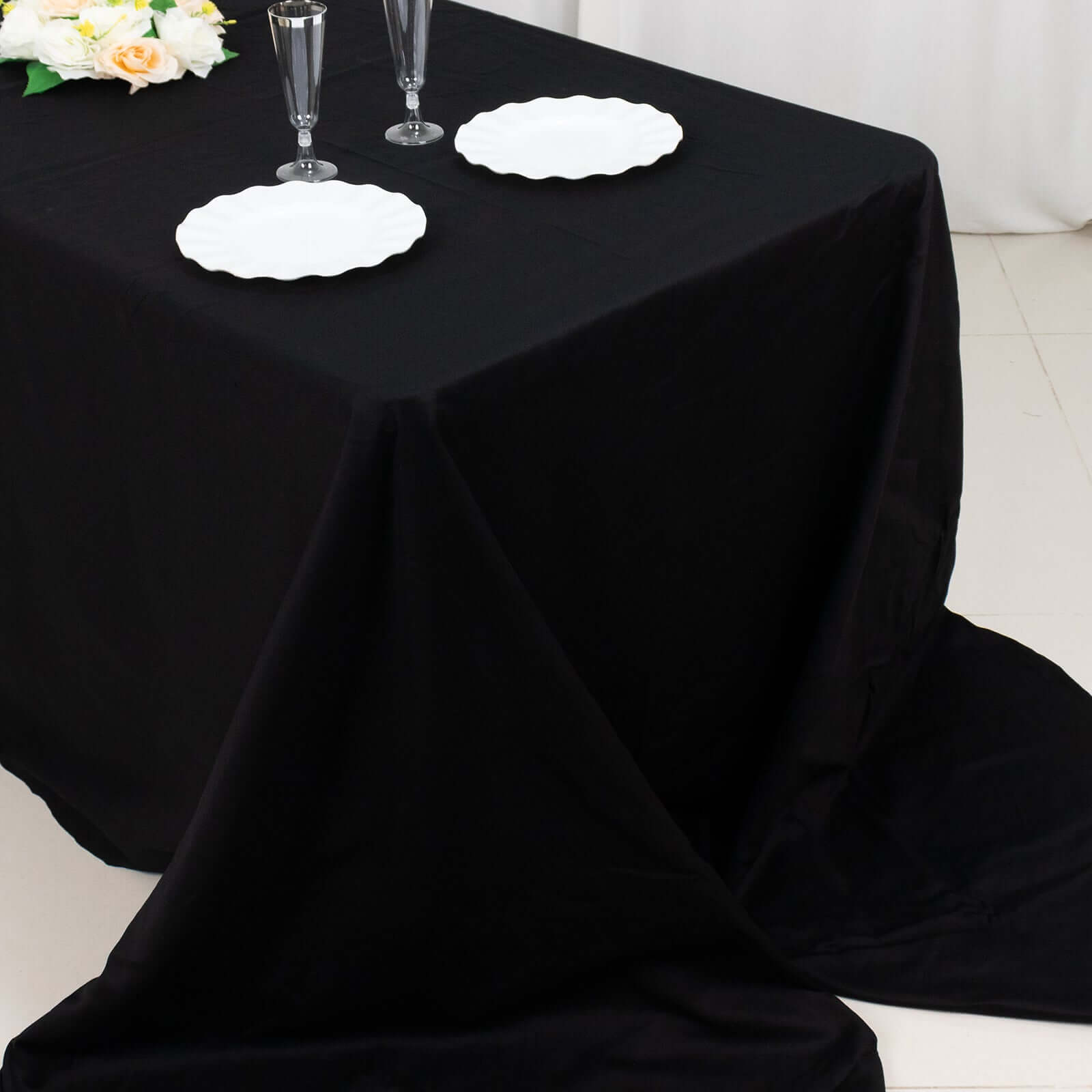 Exclusive Black 100% Cotton Seamless Tablecloth, 90x156