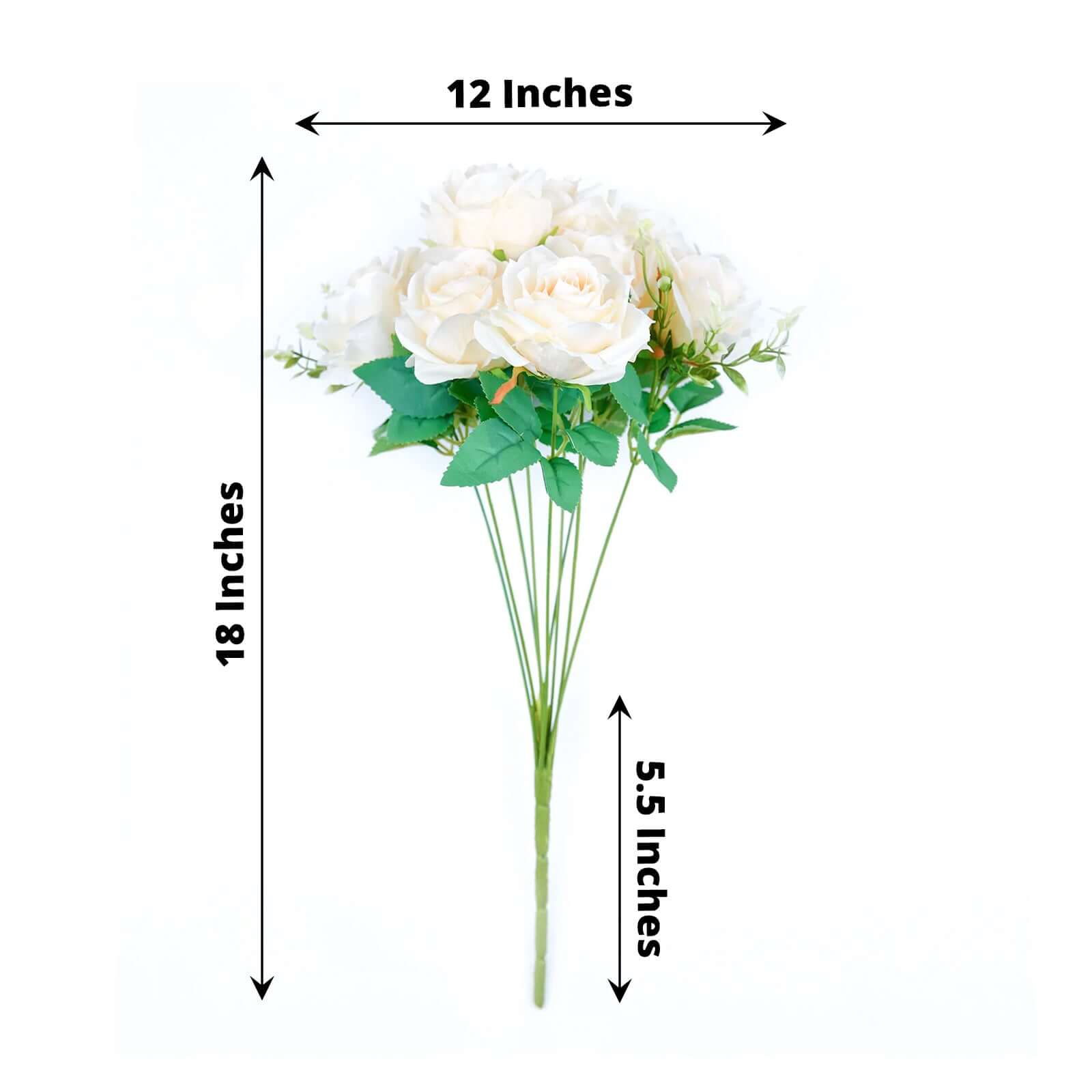 Hot Sale! 2 Bushes 18-Count Real Touch Cream Artificial Silk Rose Flower Bouquet