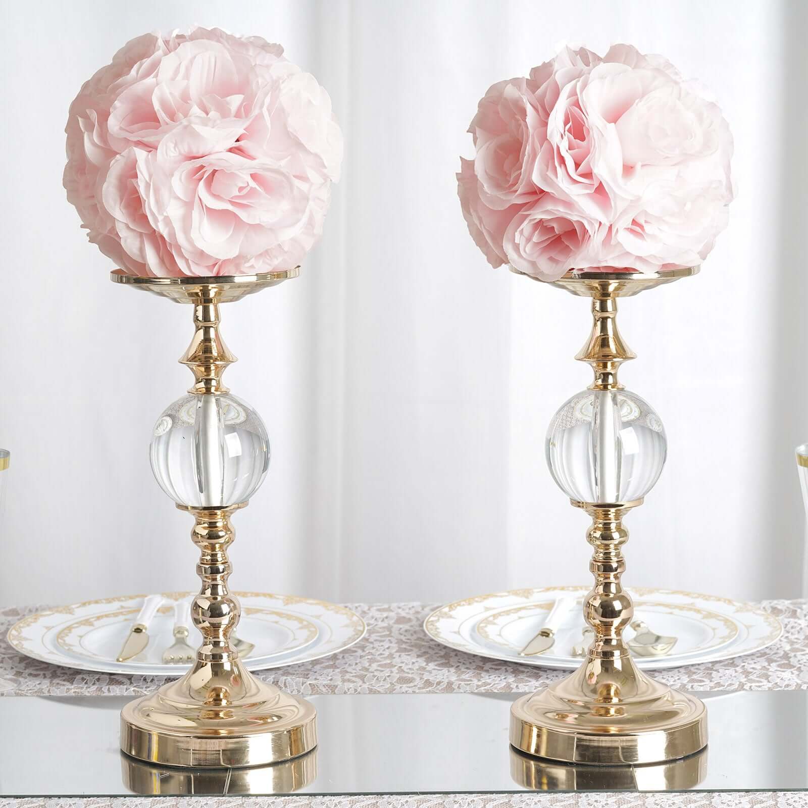 2-Pack Blush Silk Rose Kissing Flower Balls - Ideal for Decor