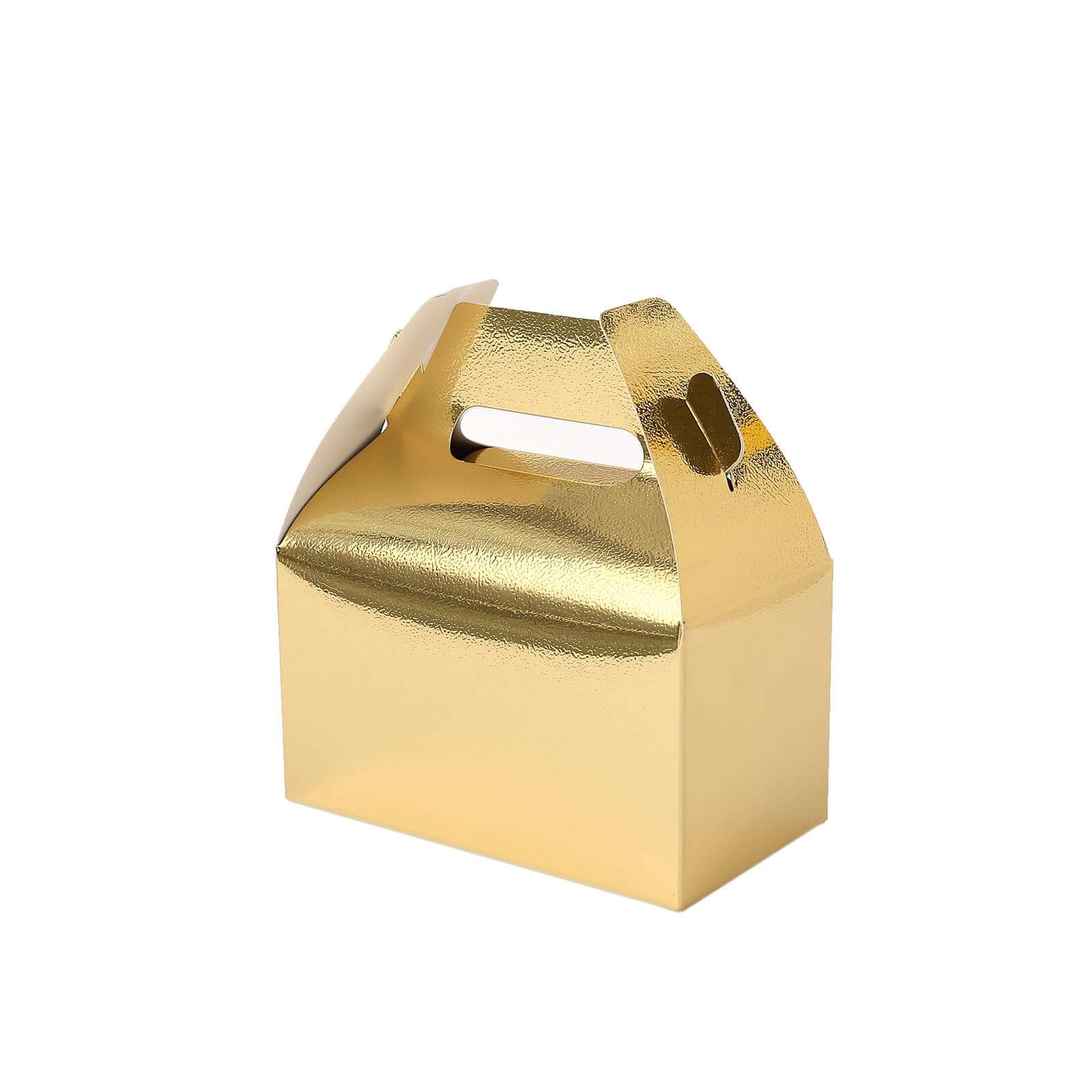 25-Pack Metallic Gold Party Favor Gable Tote Boxes for Candy Gifts, 6x3.5x7