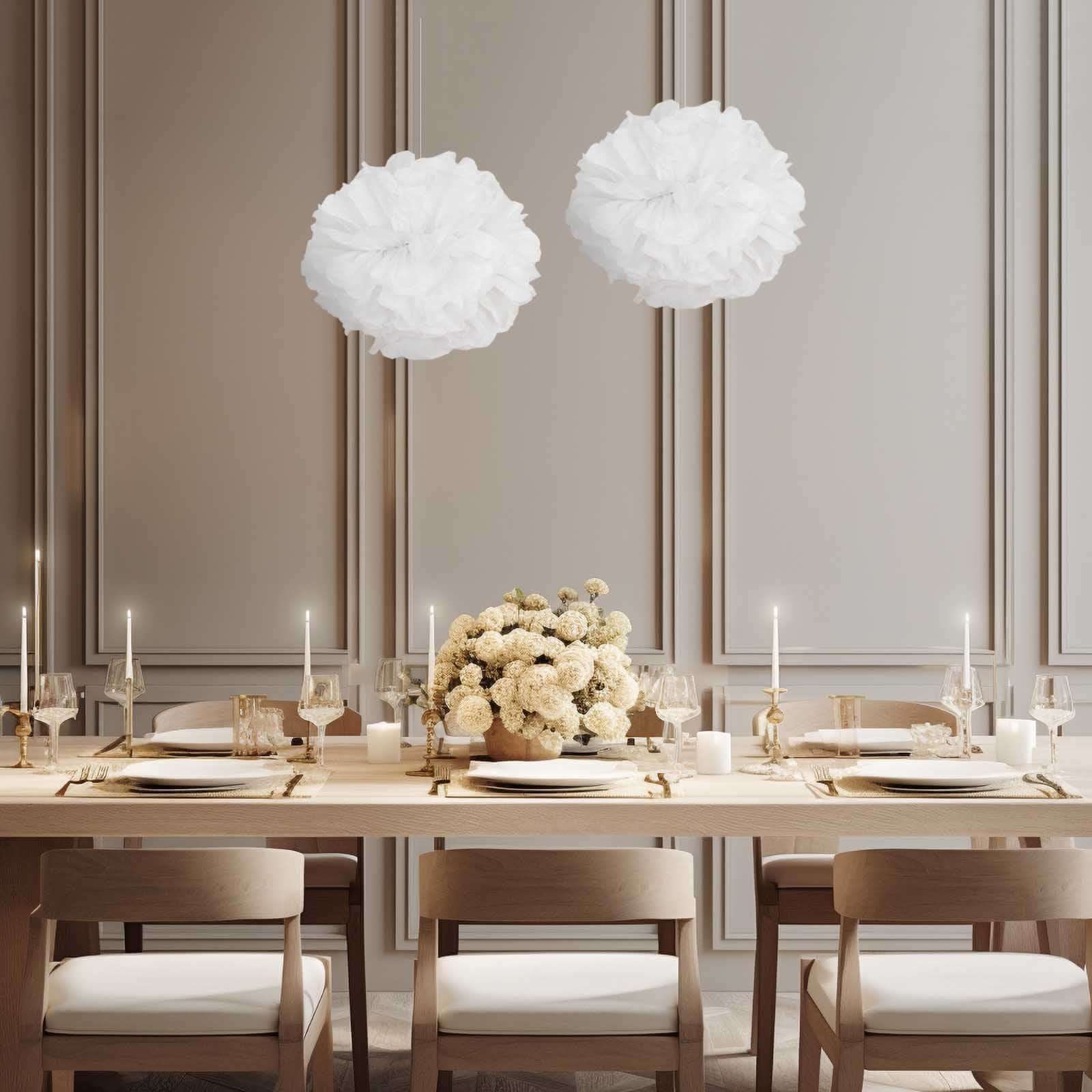 6-Pack 12-Inch White Paper Pom Poms - Ideal Flower Balls for Party Hanging Decorations