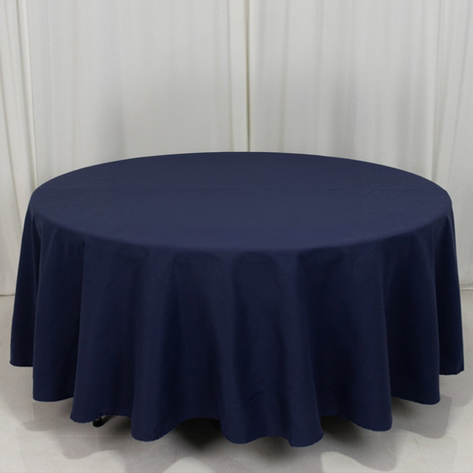 Navy Blue 108" Wrinkle-Resistant Cotton Blend Round Tablecloth - Perfect for Events