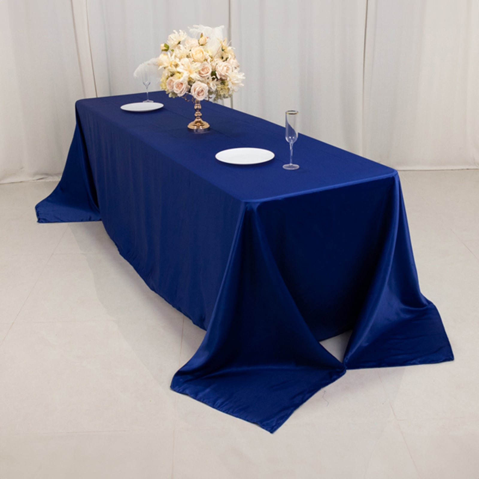 Royal Blue Lamour Satin Rectangle Tablecloth - Luxury, Soft & Seamless