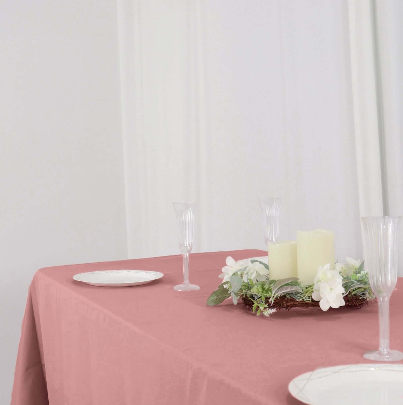 Durable and Stylish 72x120 Polyester Rectangle Tablecloth in Dusty Rose
