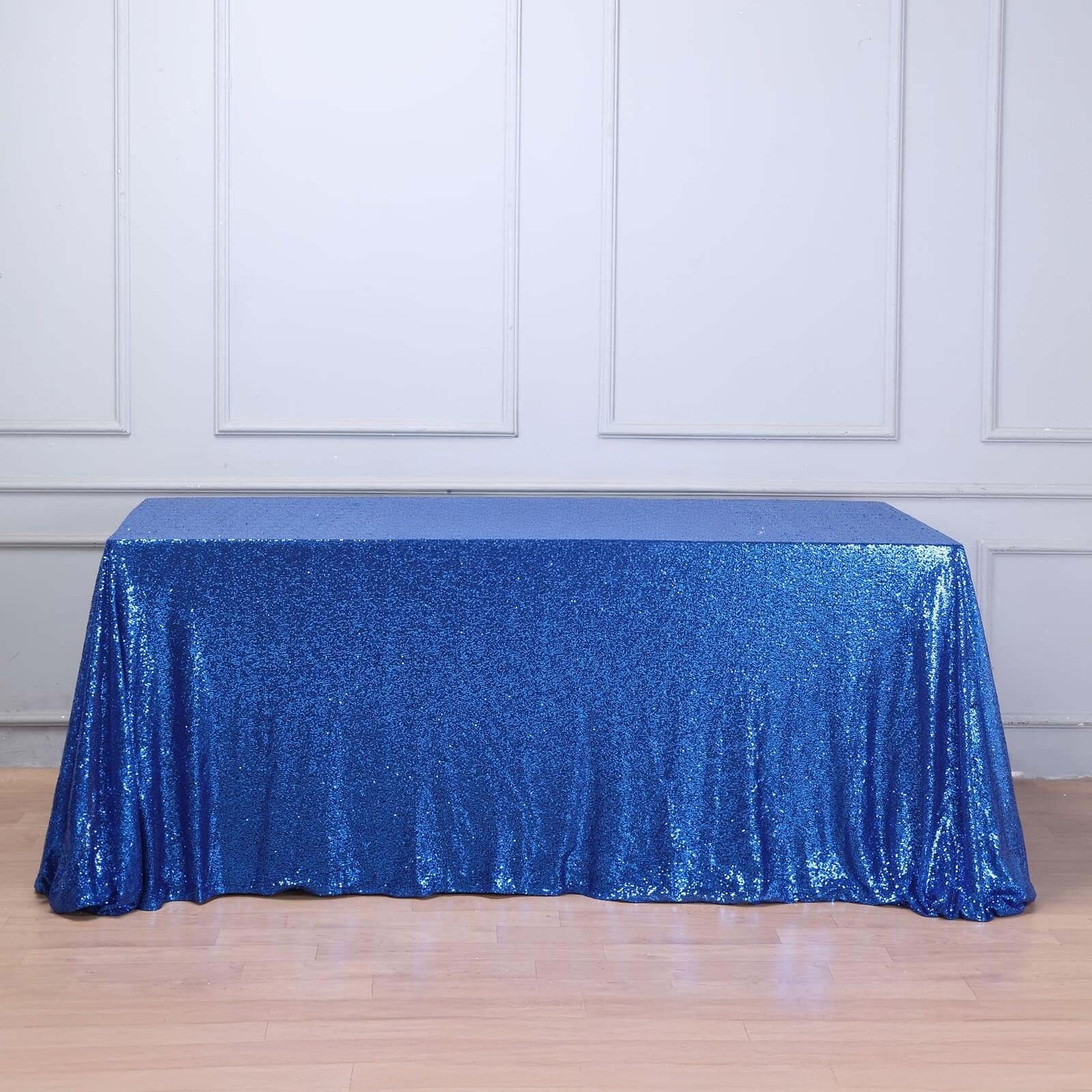 Royal Blue Seamless Sequin Rectangle Tablecloth, 90x156 Inches