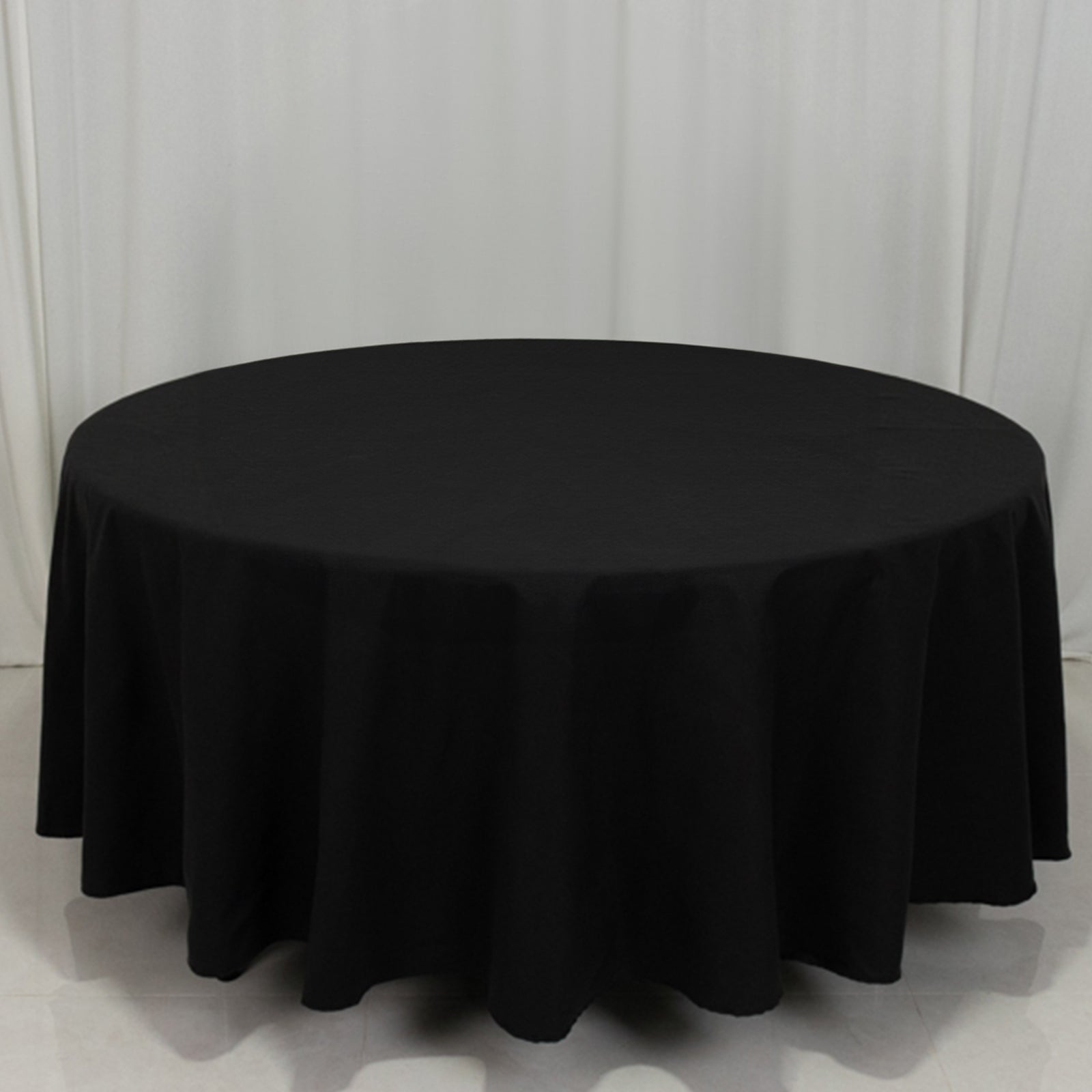 Wrinkle-Resistant Black Cotton Blend 108-Inch Round Tablecloth for Various Occasions