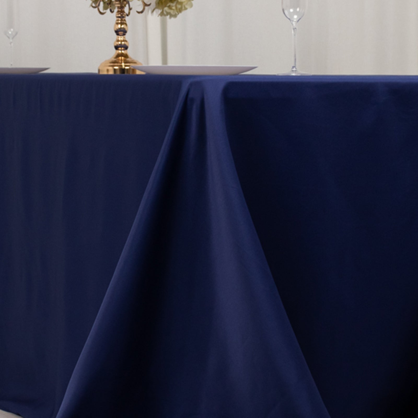 Exclusive Navy Blue Lamour Satin Rectangle Tablecloth 90x132 - Soft, Silk-Like & Durable