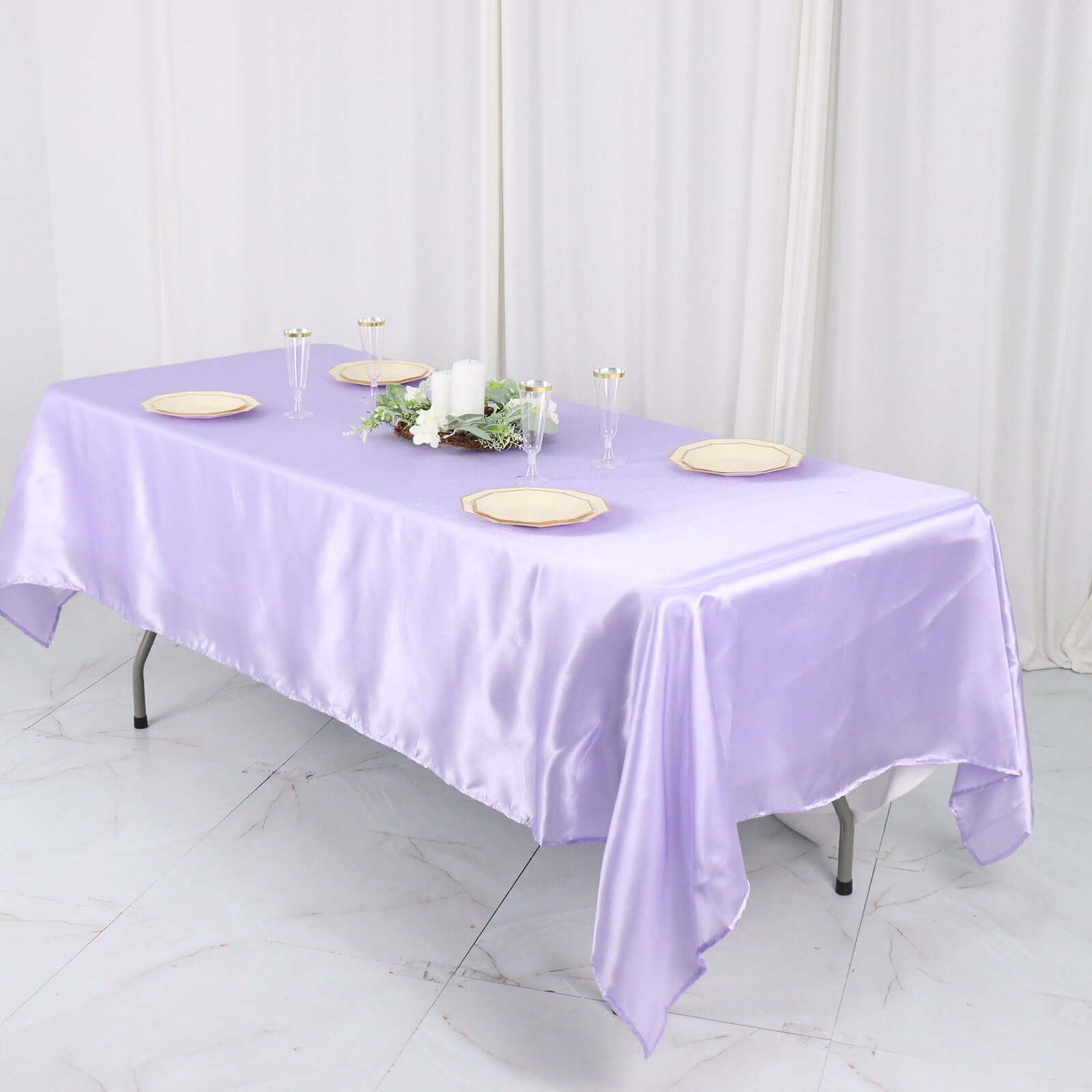 Lavender Lilac Satin Rectangular 60x102 Tablecloth - Lustrous and Smooth Cover