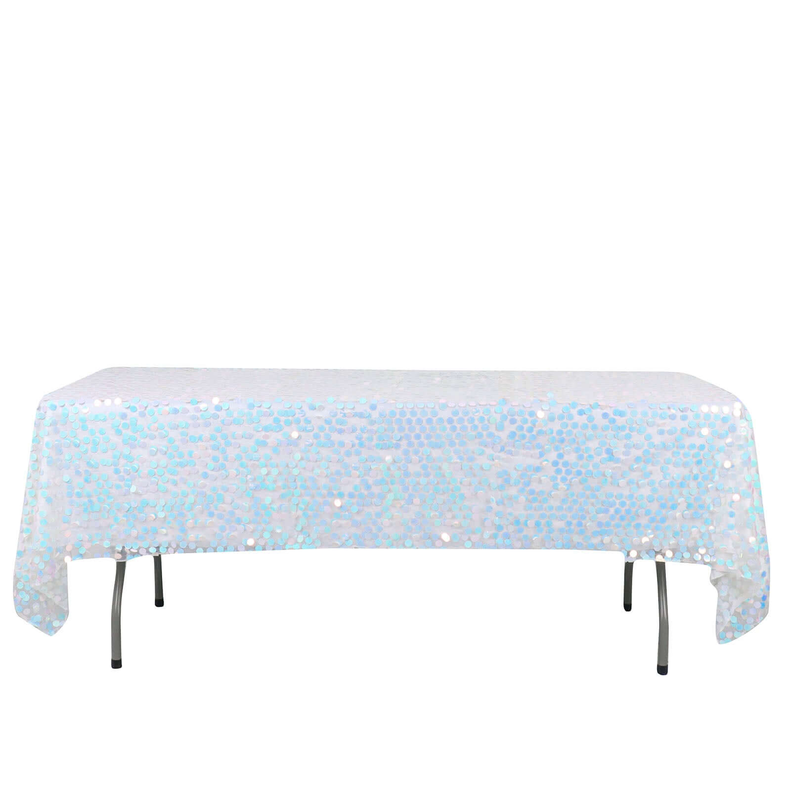Big Payette Modern Gathering Design - Iridescent Blue Sequin Rectangle Tablecloth 60x102