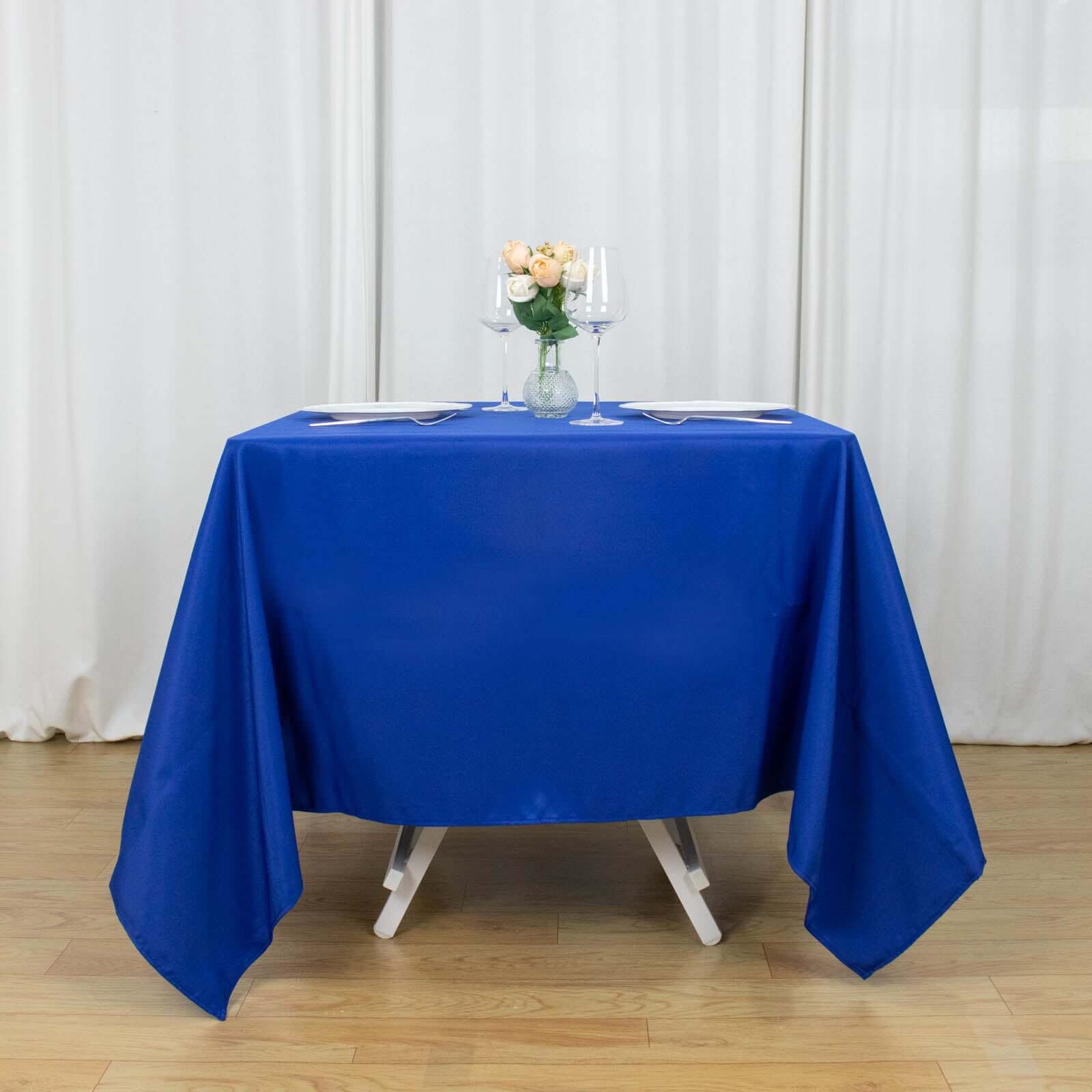 Hot Sale! Royal Blue 70x70 Premium Polyester Wrinkle-Resistant Square Table Cover for Events