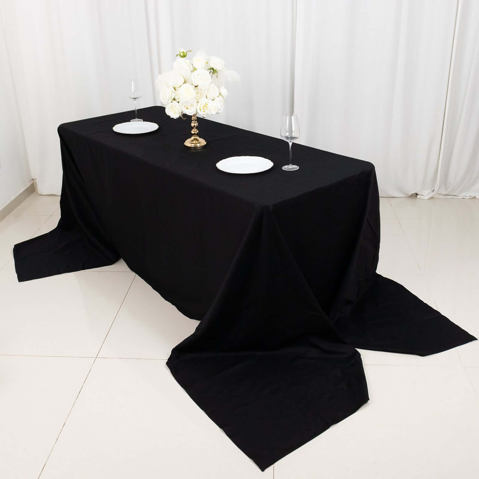 Exclusive Black 100% Cotton Seamless Tablecloth, 90x156