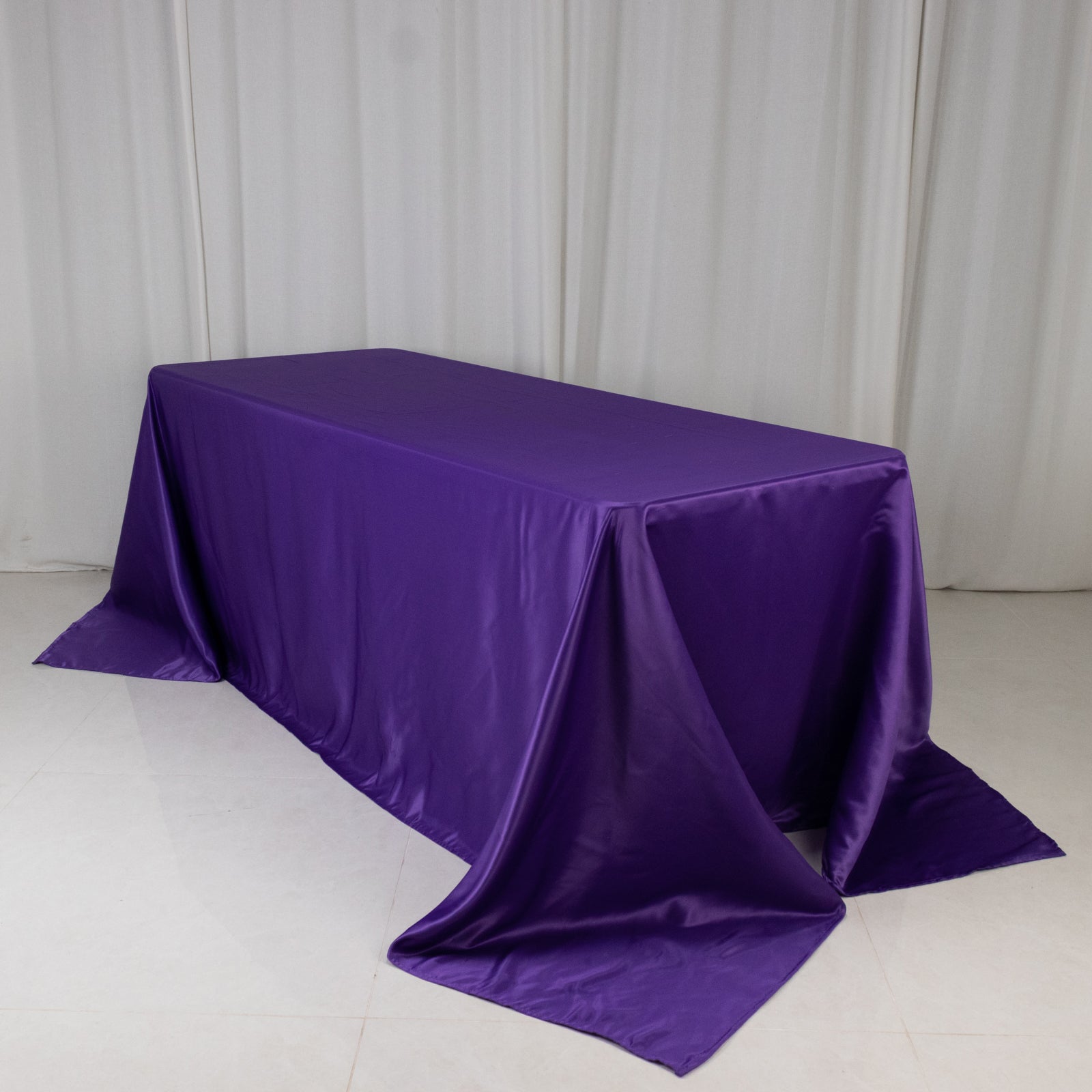 Luxurious Purple Lamour Satin Rectangle Tablecloth, 90x132 - Soft & Silk - like