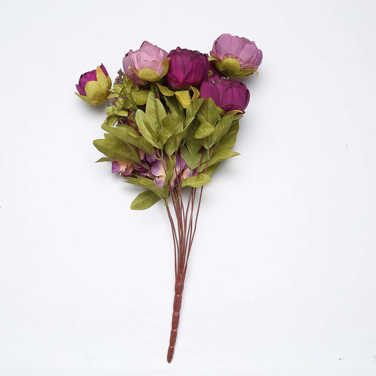2-Pack 19-Inch Purple Artificial Peony Silk Flower Bouquets for Weddings