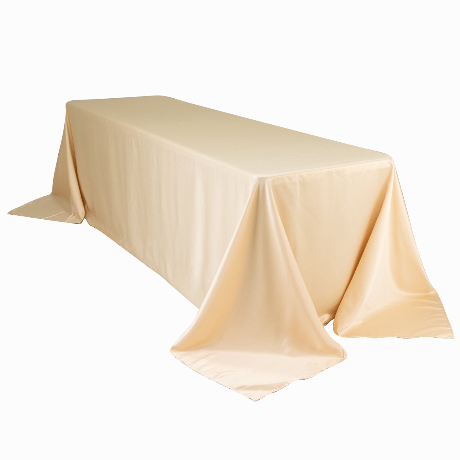 Beige Lamour Satin Rectangle Tablecloth 90x156 - Luxurious, Soft & Seamless