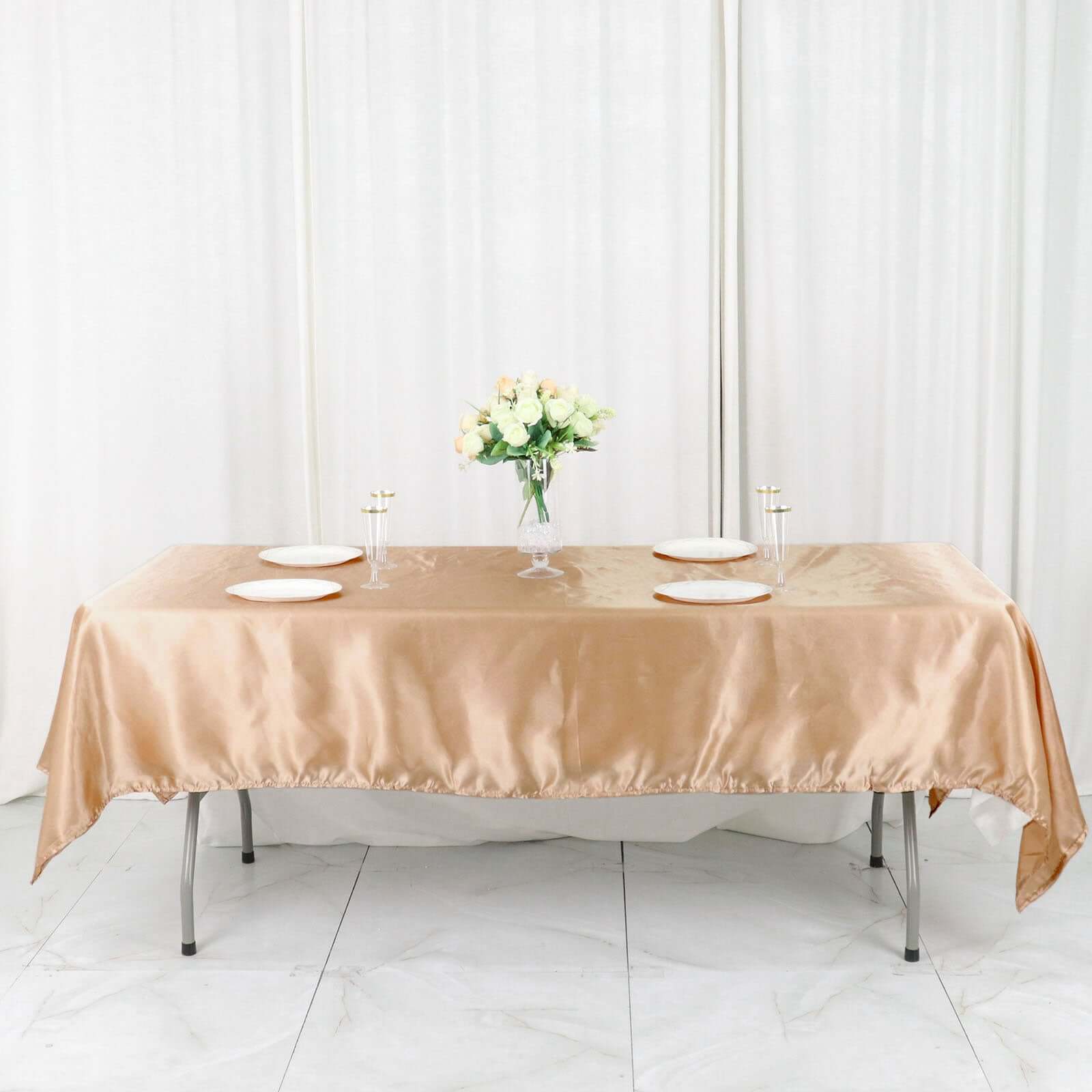 Gorgeous Nude Satin 60x102 Rectangular Tablecloth - Smooth & Lustrous