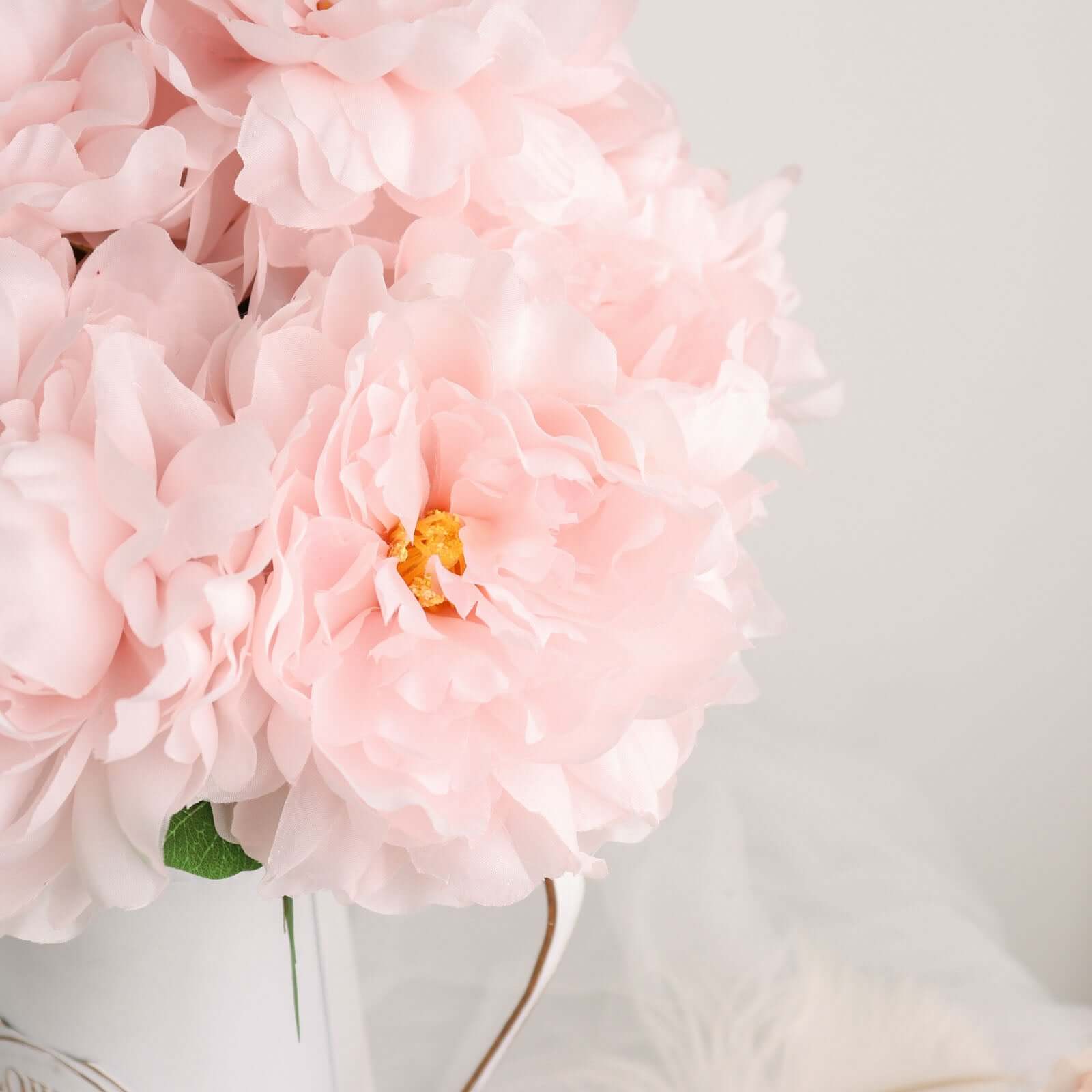 2 Pack of 17-Branch Blush Artificial Silk Peony Flower Bouquets, Realistic Touch