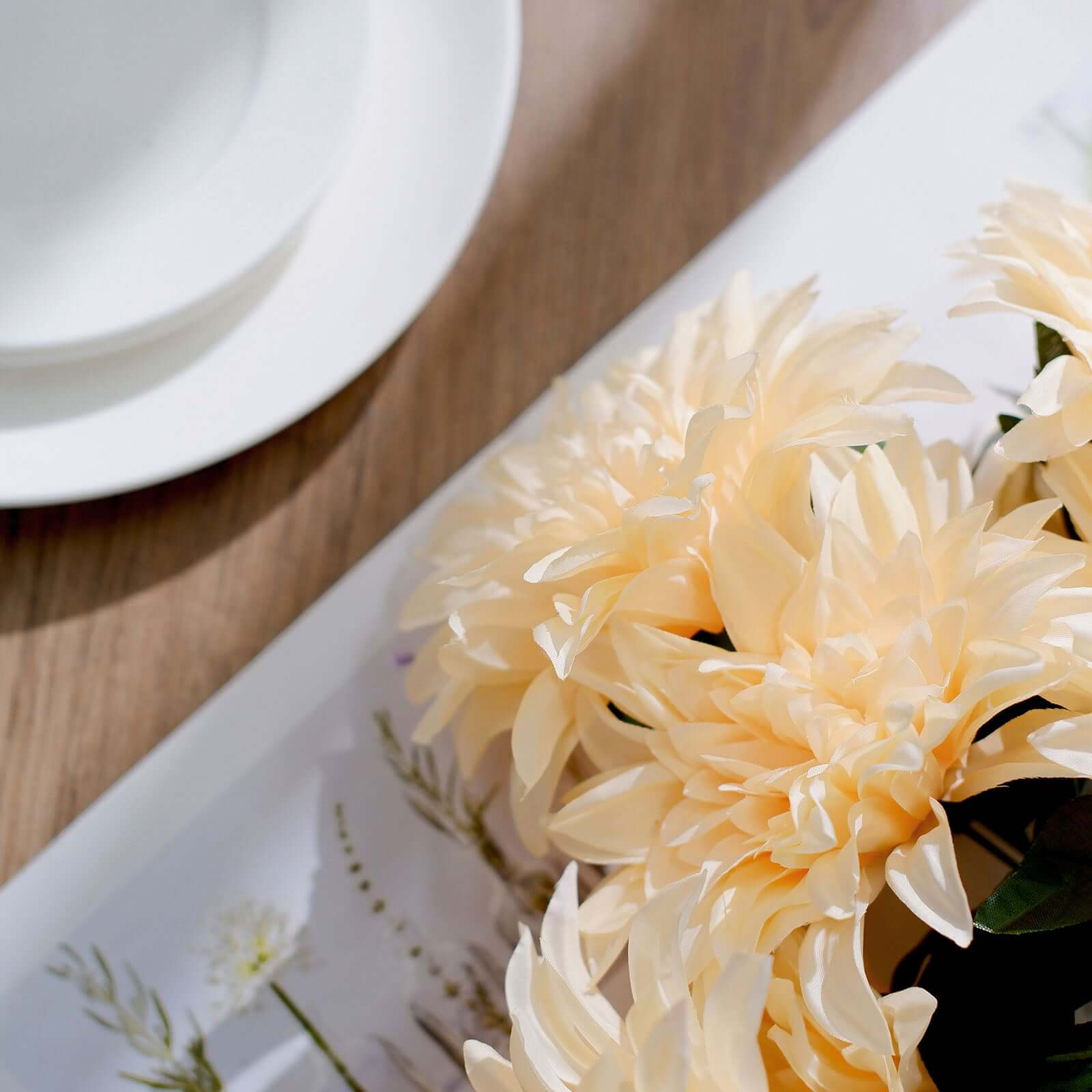 2 Cream Large Head Artificial Dahlia Bouquets - Silk Bridal Flower Decor Sale