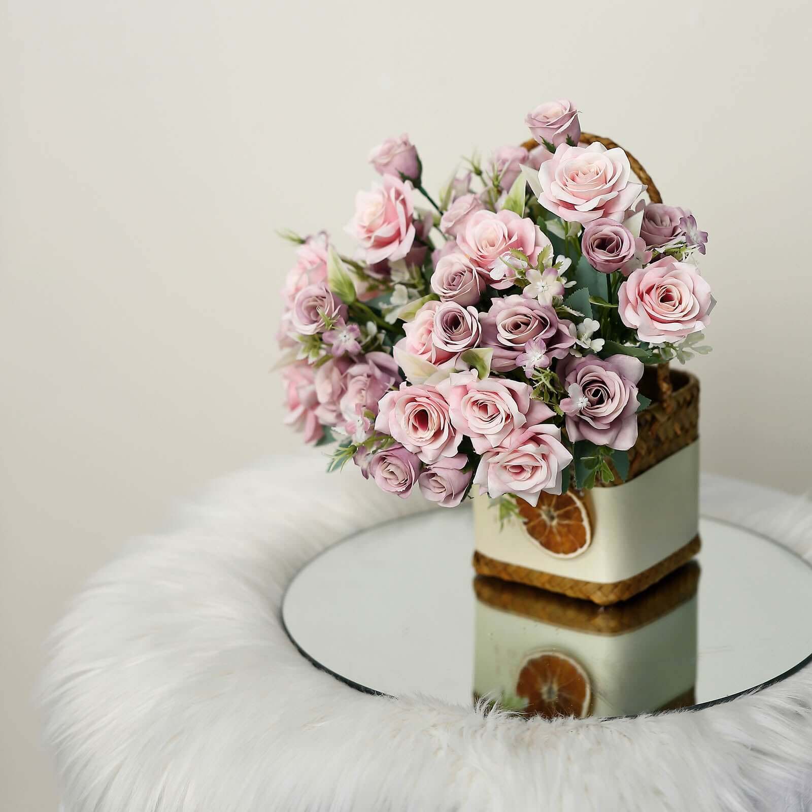 Hot Deal! 4 Bushes 12-Inch Dusty Rose Artificial Silk Rose Flower Bouquet for Weddings and Decor