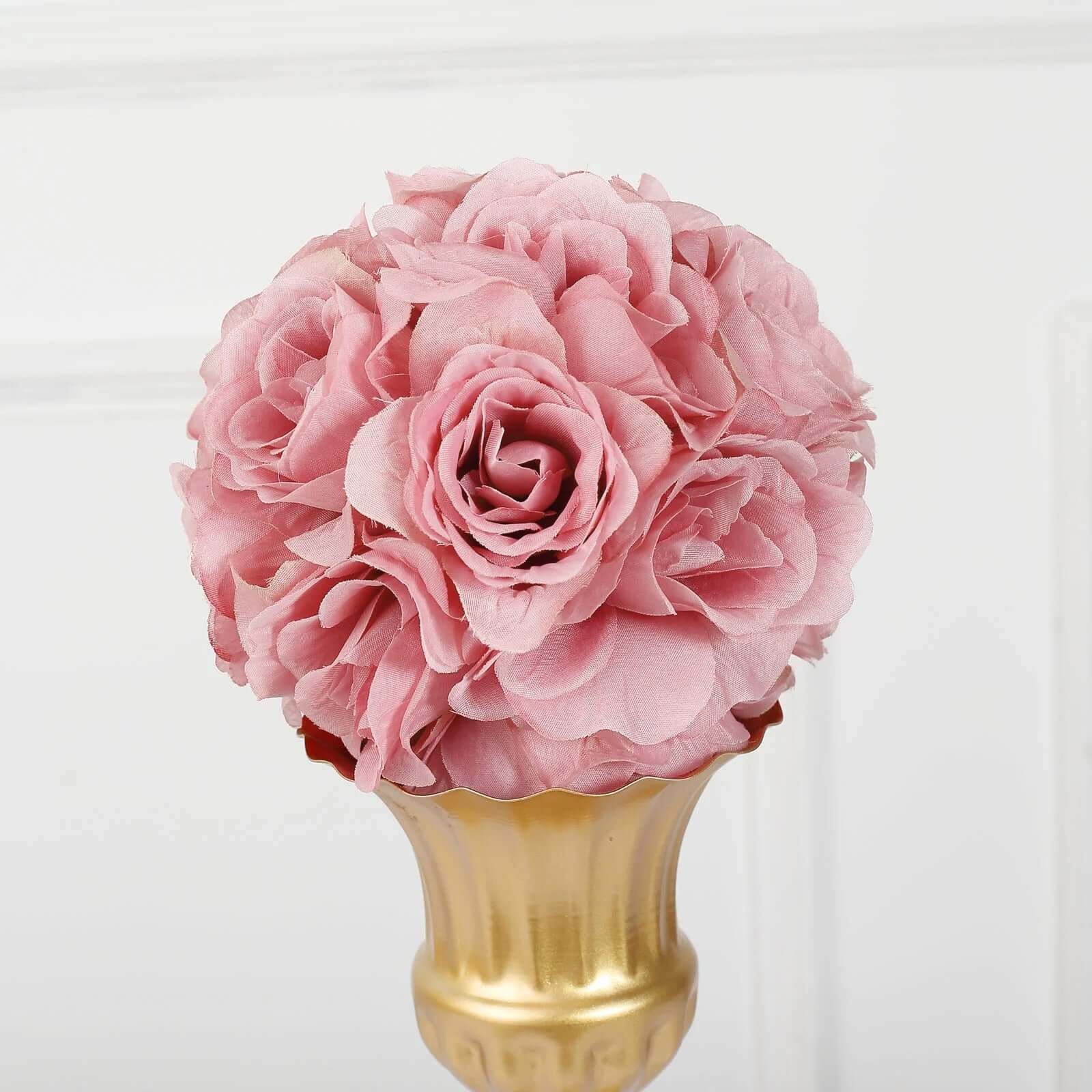 2-Pack of 7-Inch Mauve Artificial Silk Rose Kissing Balls - Ideal for Decorations