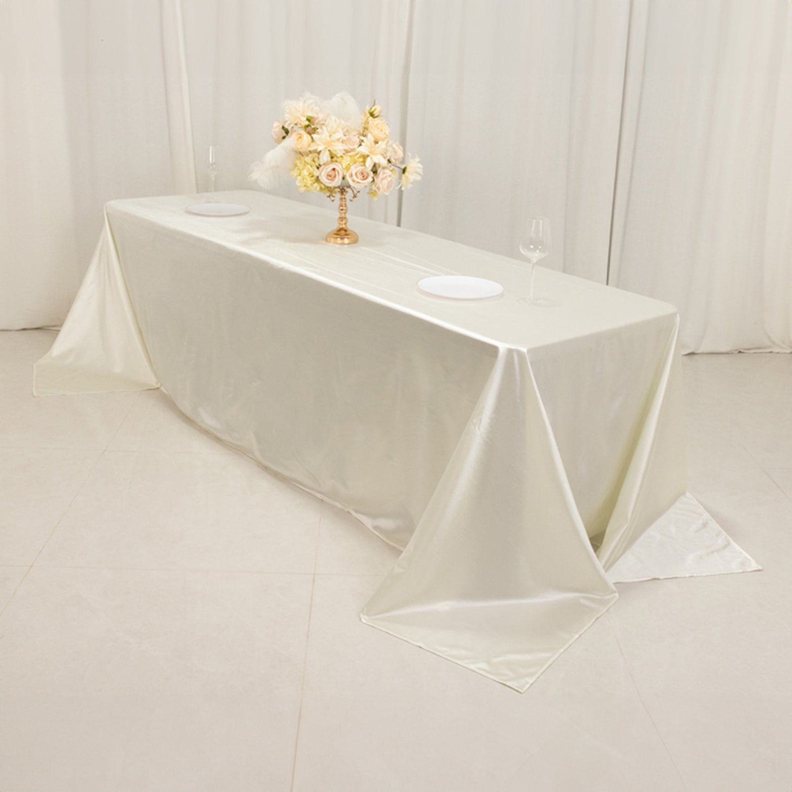 Hot Deal! Premium Shimmering Pearl White Scuba Tablecloth - Wrinkle & Stain Free