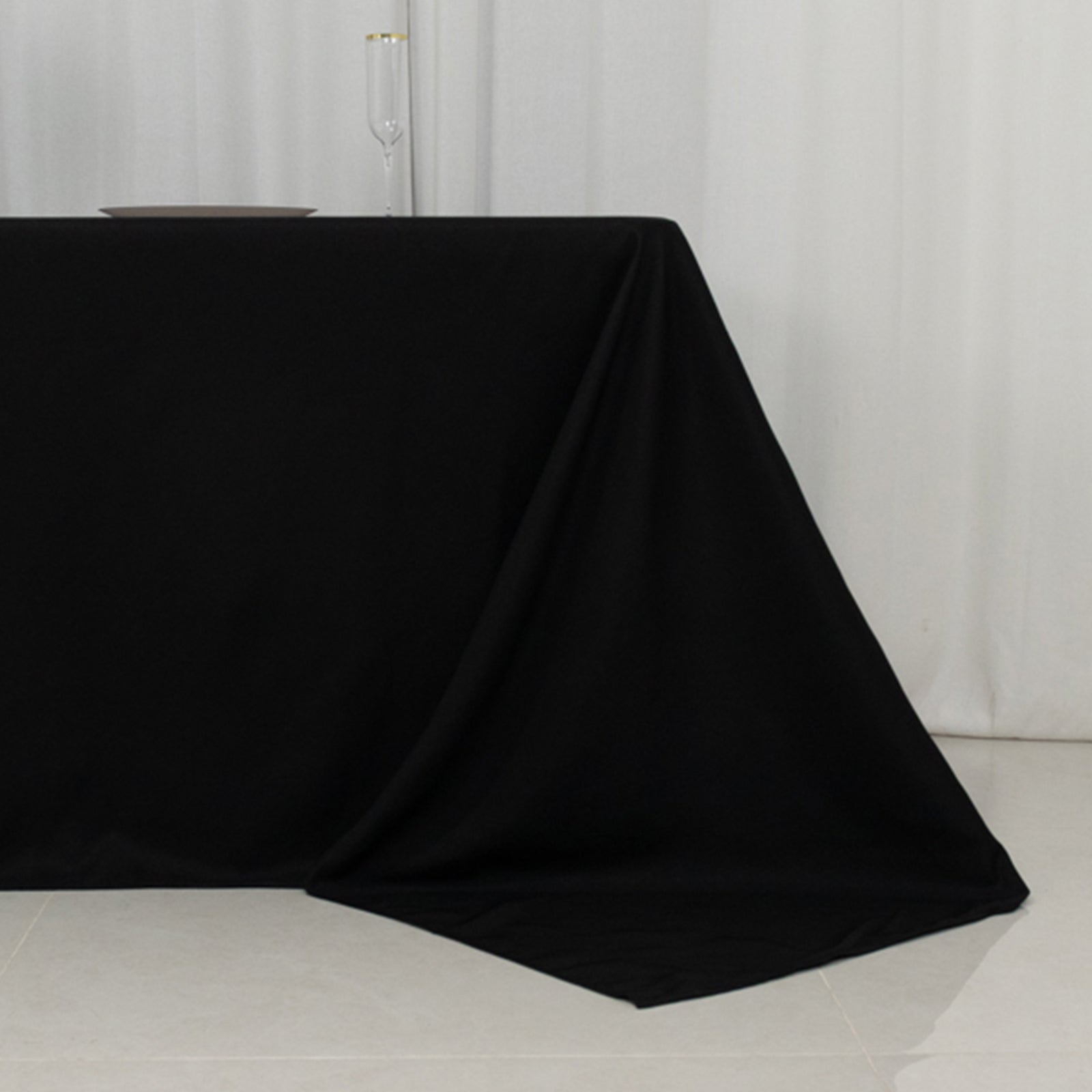 Black High-Performance Seamless Fire-Retardant Premium Polyester 90x156 Rectangular Tablecloth