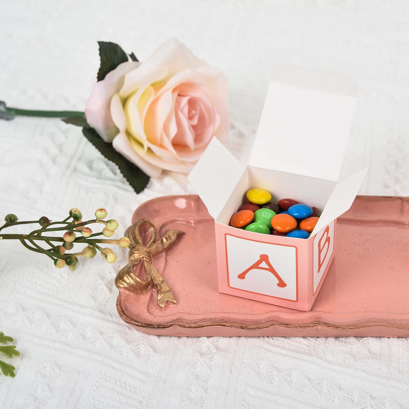 25-Piece Set of Pink Baby Shower Party Favor Candy Gift Boxes