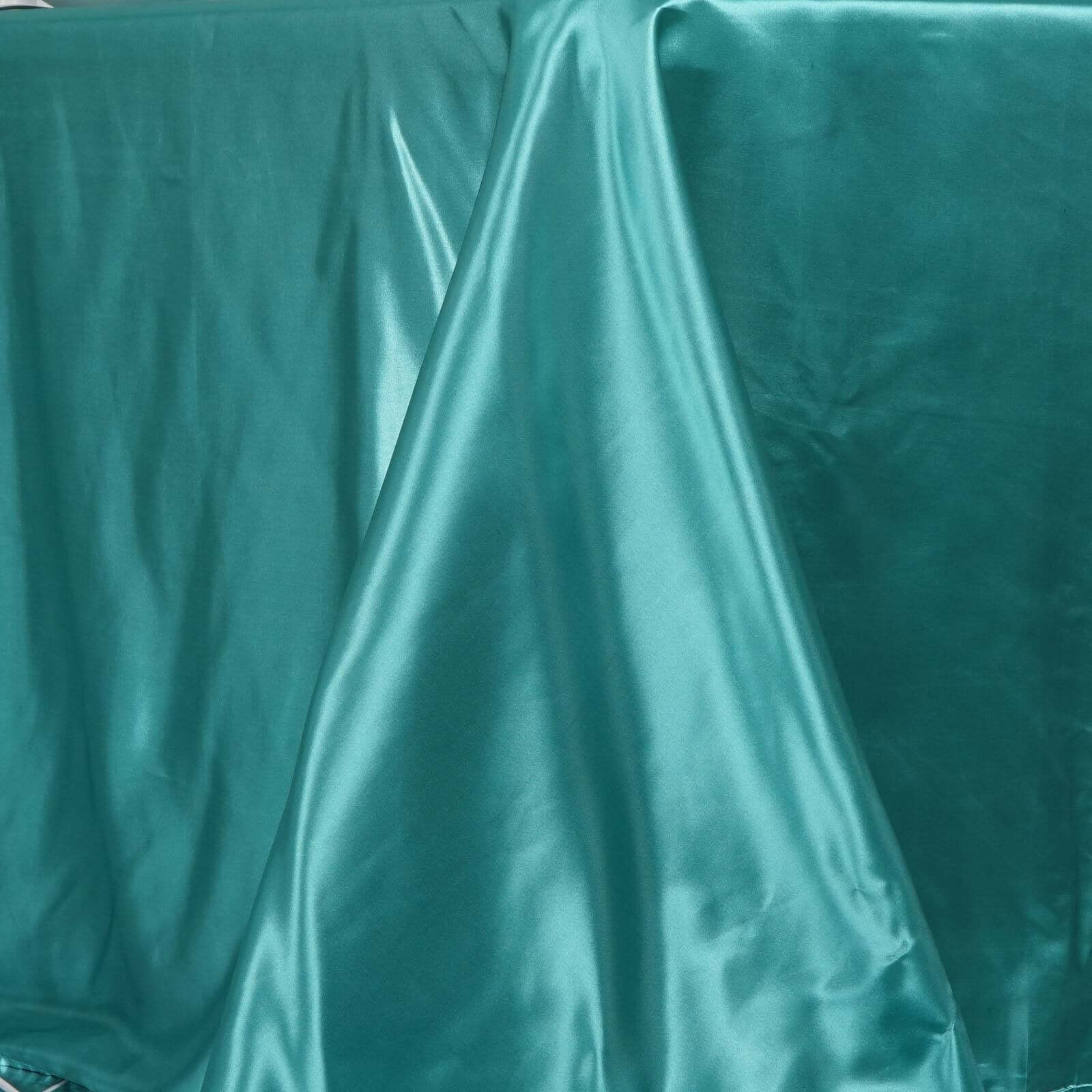 Exclusive Turquoise Satin Seamless Rectangular 90x156 Tablecloth for Special Events