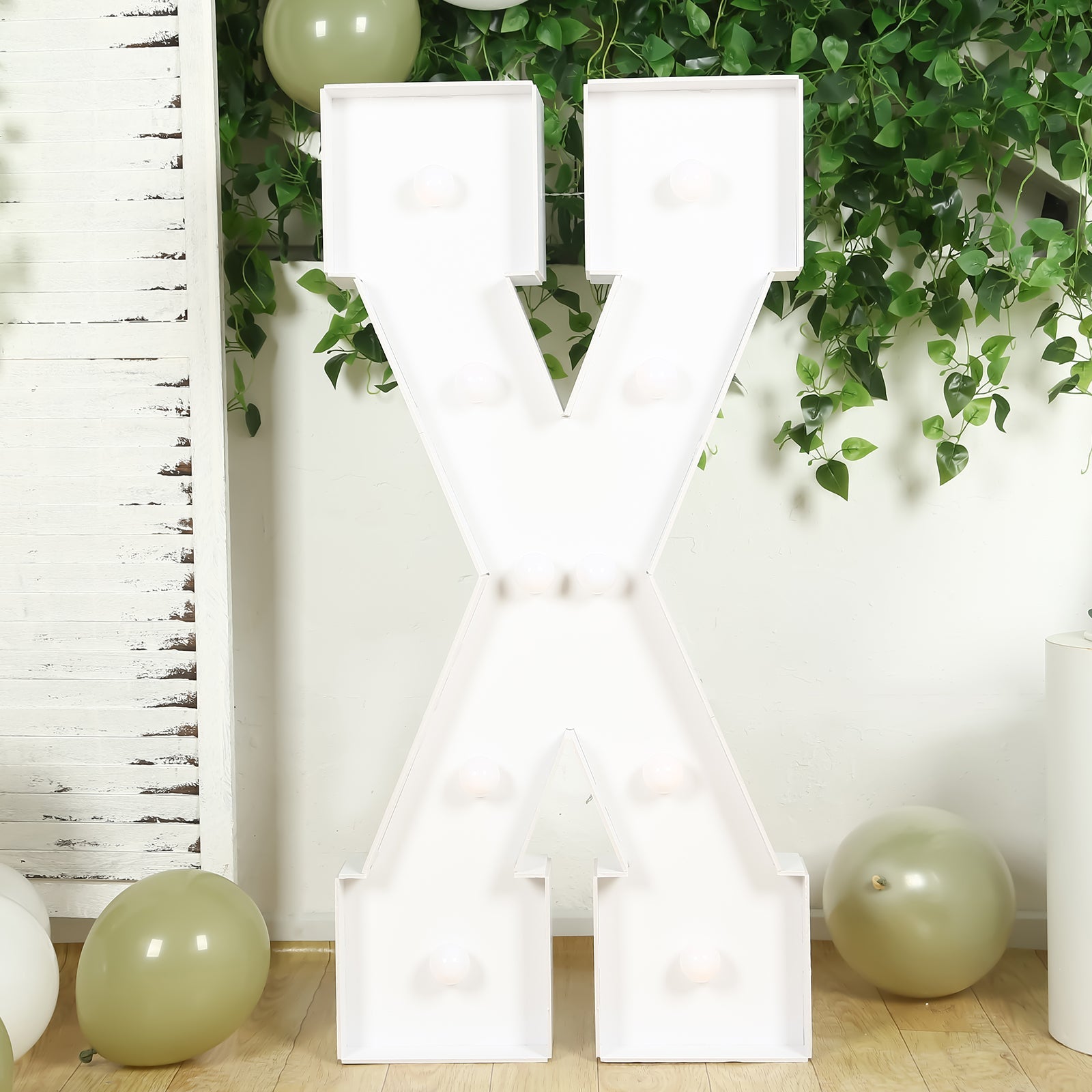 4ft White Giant LED Marquee Light-Up Letter X with 10 Warm White Battery-Operated LEDs, Glue Gun & Sticks - Ideal Decor