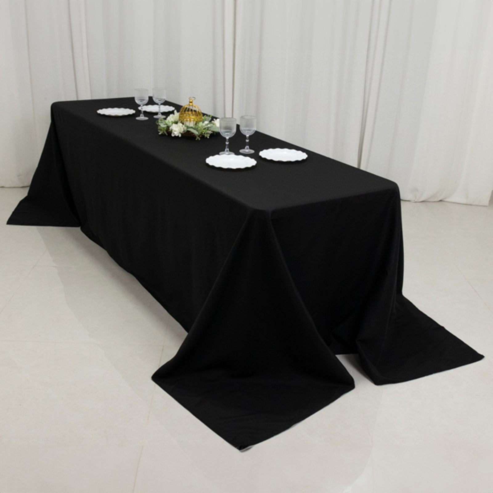 Black High-Performance Seamless Fire-Retardant Premium Polyester 90x156 Rectangular Tablecloth
