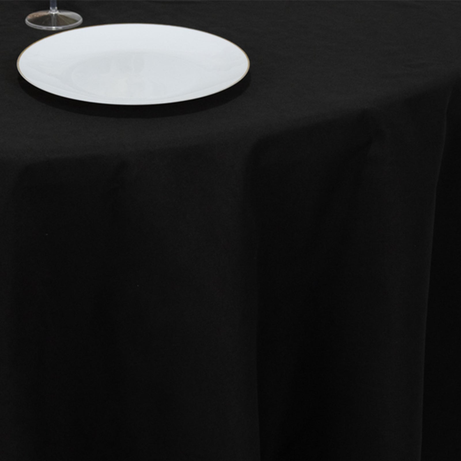 Wrinkle-Resistant Black Cotton Blend 108-Inch Round Tablecloth for Various Occasions