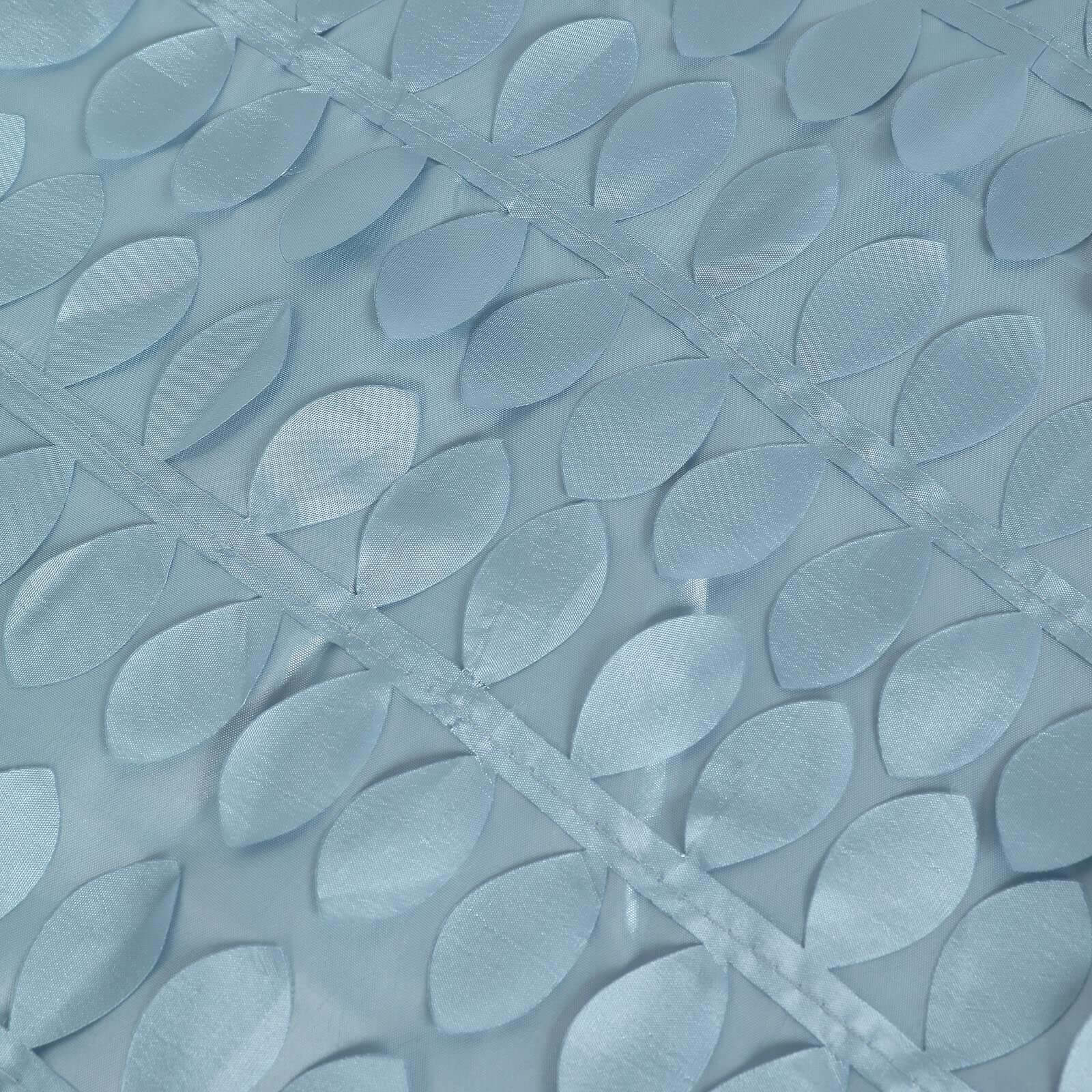 Hot Sale! Dusty Blue Taffeta 90x132 Rectangle Tablecloth with 3D Leaf Petal Design