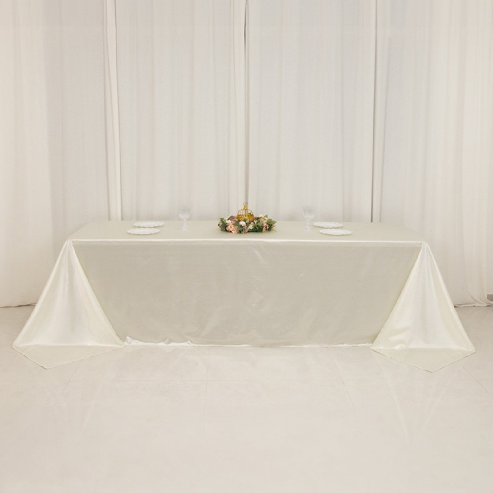Hot Deal! Premium Shimmering Pearl White Scuba Tablecloth - Wrinkle & Stain Free