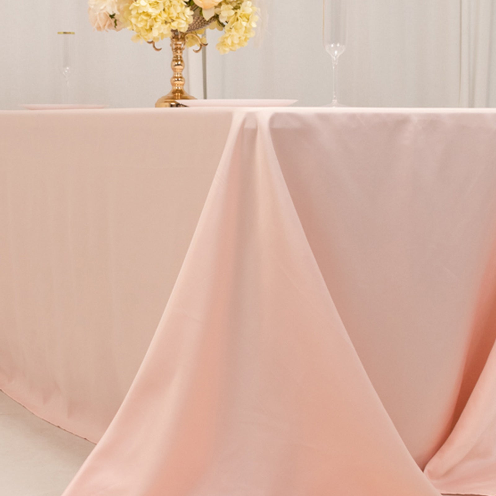 Blush Lamour Satin Rectangle Tablecloth - Soft, Silk - Like & Seamless 90x132