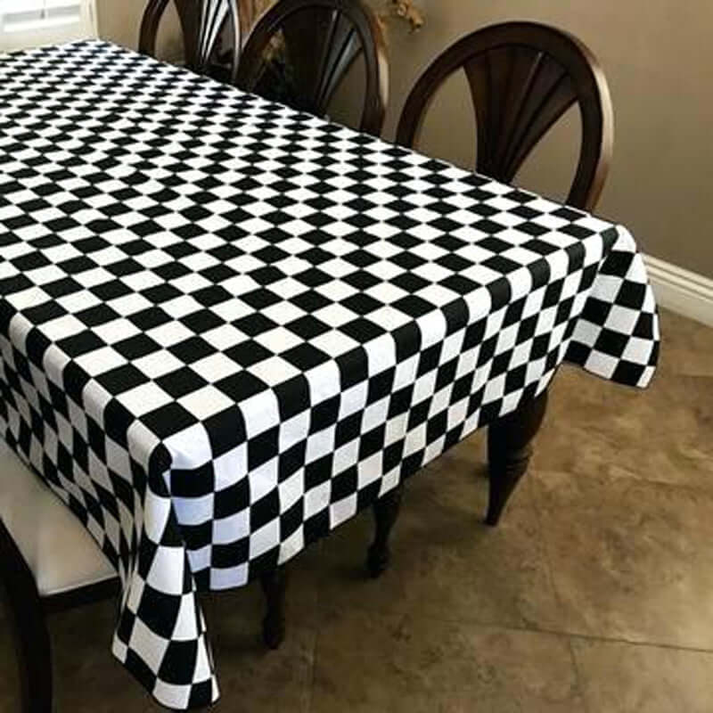 Hot Deal! 54x10 Yards Black-White Checkered Satin Fabric Roll for DIY Crafts