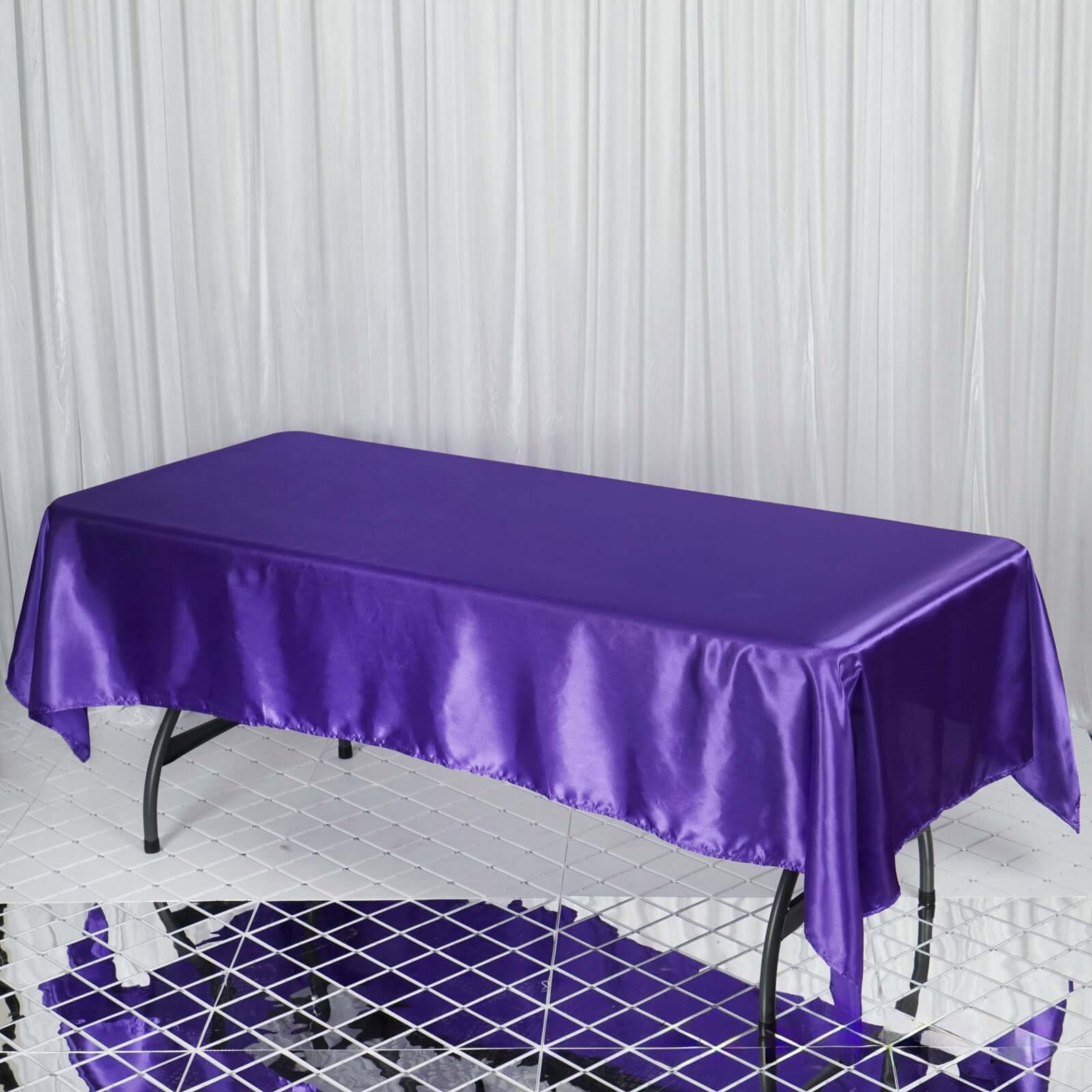 Luxurious Purple Satin 60x102 Rectangular Tablecloth - Smooth and Shiny
