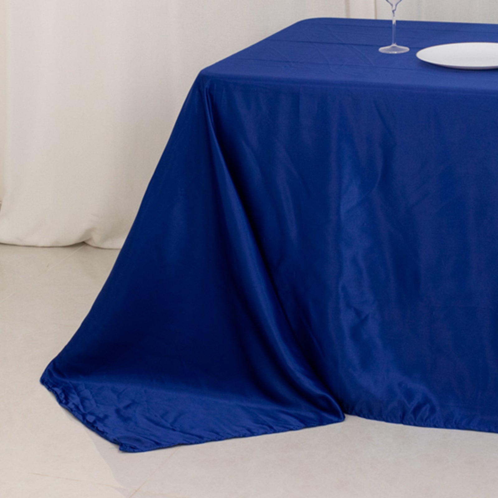 Royal Blue Lamour Satin Rectangle Tablecloth - Luxury, Soft & Seamless