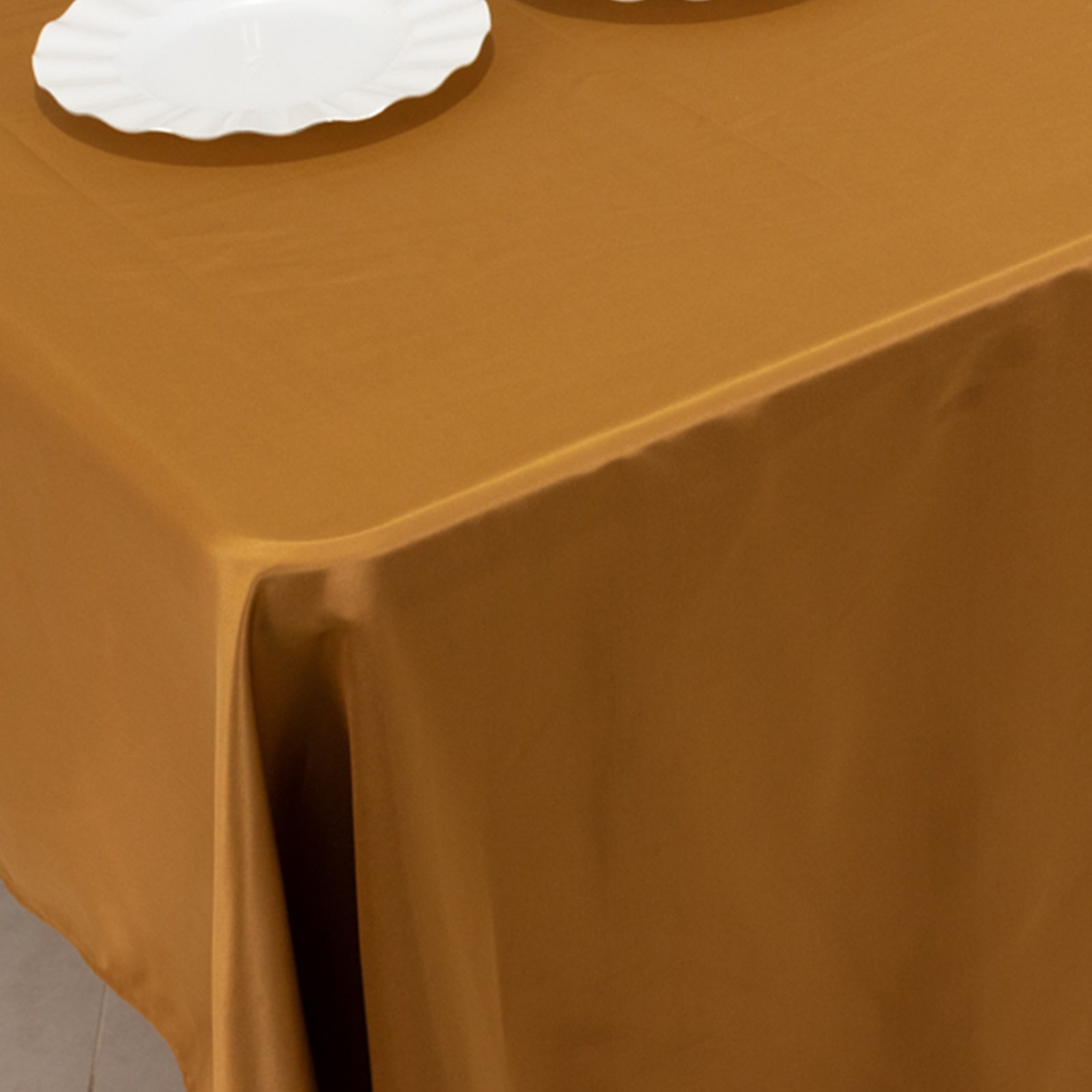 Luxurious Gold Lamour Satin Rectangle Tablecloth 60x126 - Soft & Durable for Fine Dining