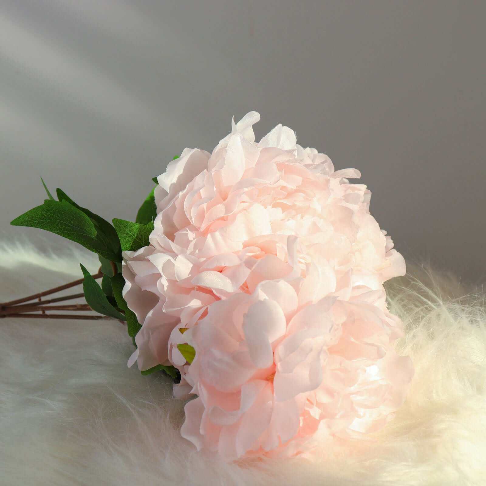 2 Pack of 17-Branch Blush Artificial Silk Peony Flower Bouquets, Realistic Touch