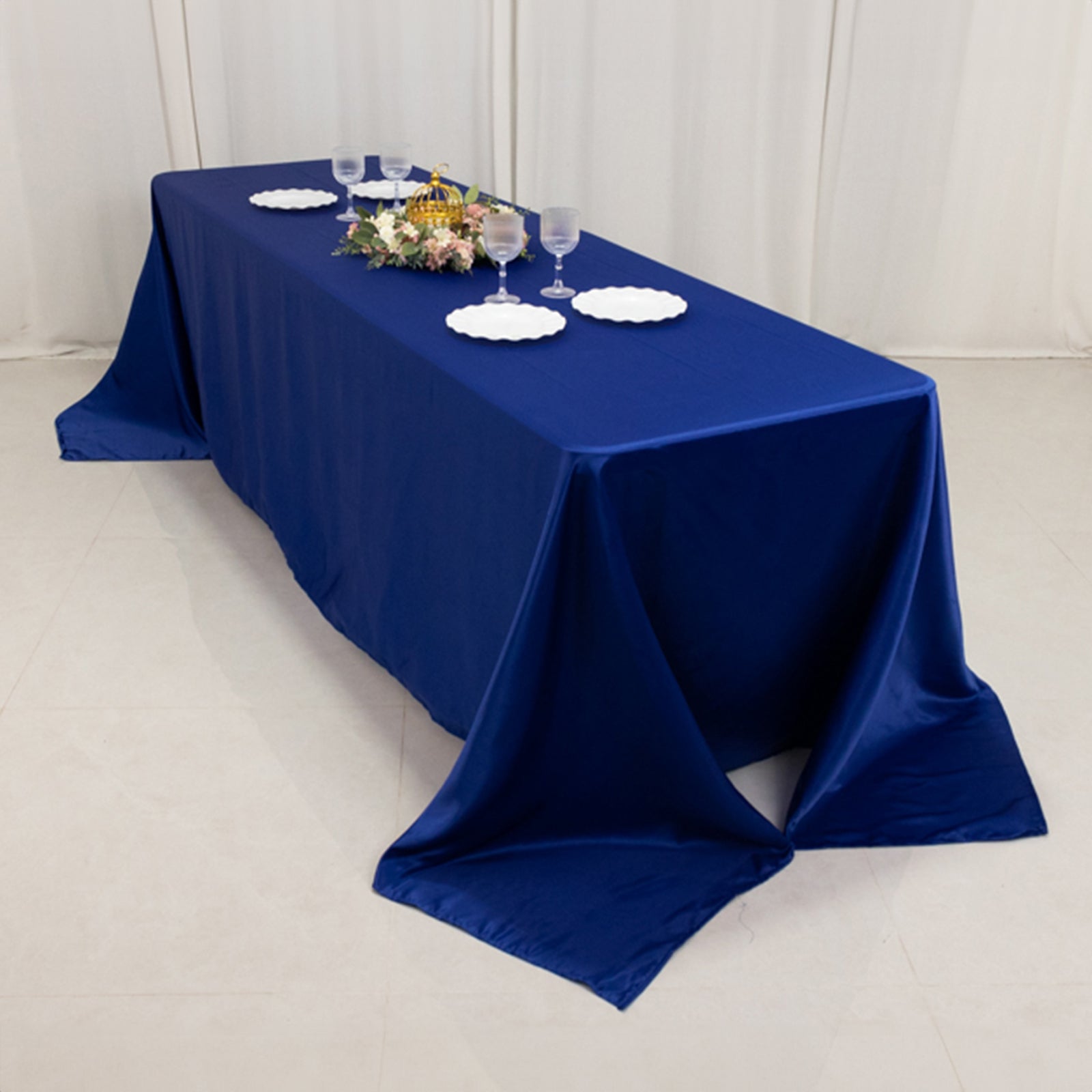 Royal Blue Lamour Satin Rectangle Tablecloth - Luxury, Soft & Seamless