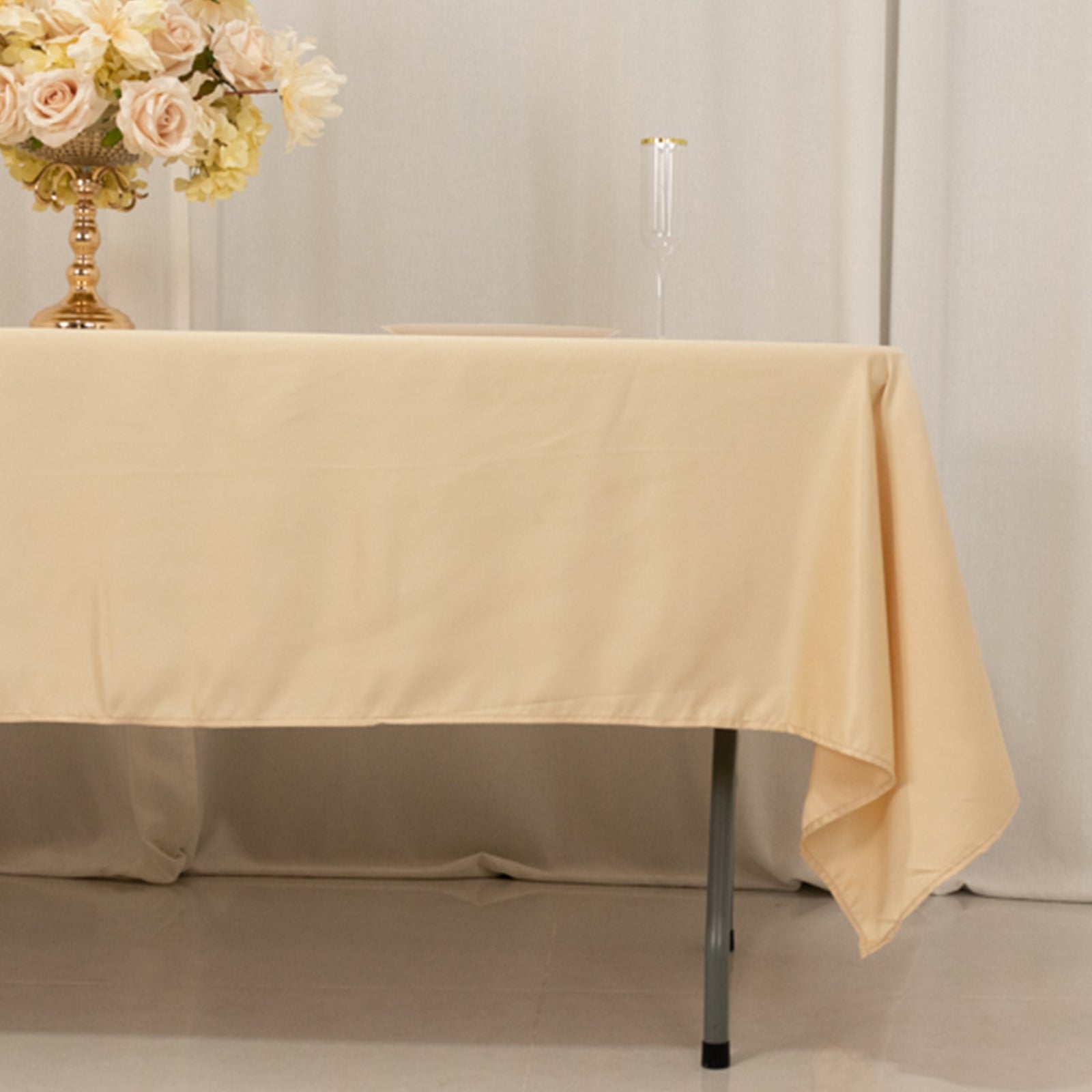 Get This Durable & Silky Soft Beige Lamour Satin Rectangle Tablecloth (60x102)