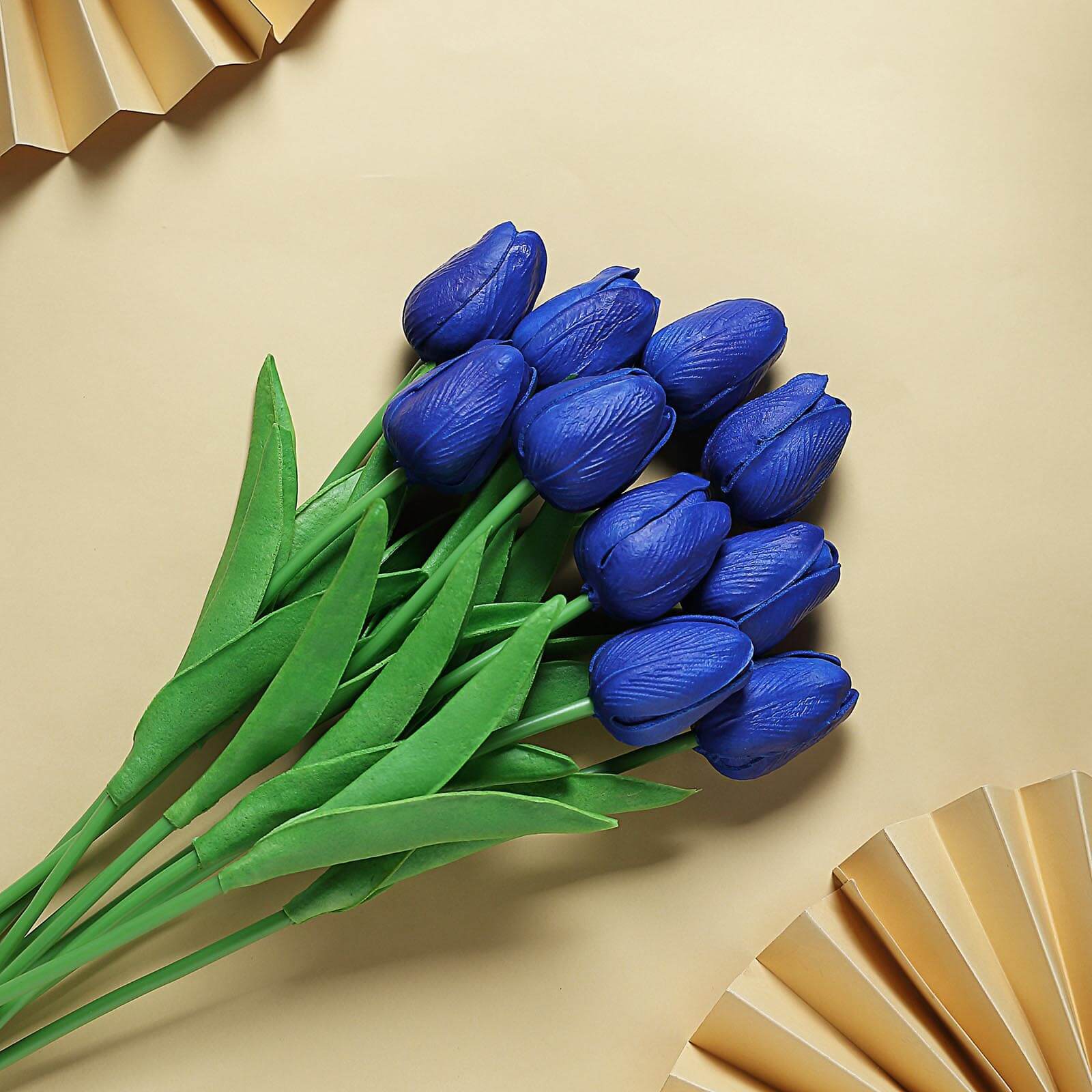Hot! 10 Royal Blue Artificial Foam Tulip Stems, 13 Inches Tall