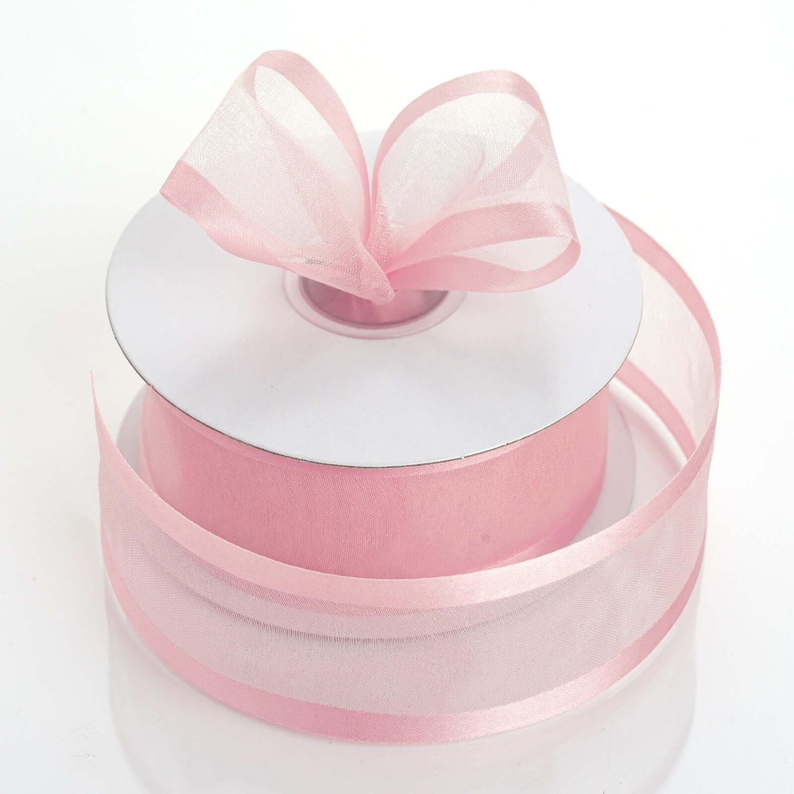 25 Yards 1.5 Inches Blush Premium Woven Nylon Organza Ribbon with Satin Edges