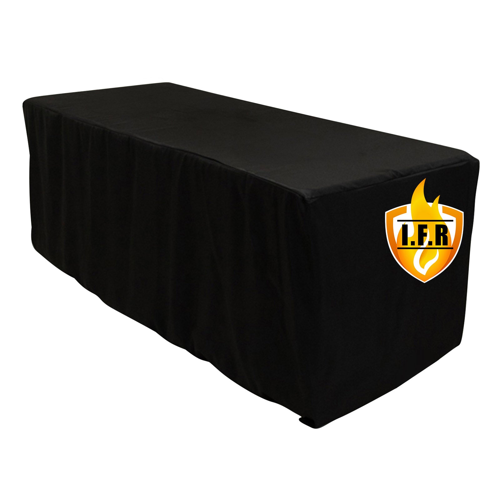 Black Fitted High-Performance 6ft Rectangular Fire Retardant Premium Polyester Tablecloth - Ideal for Events
