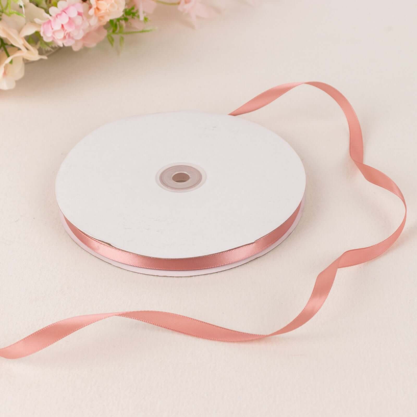 100 Yards 3/8-Inch Dusty Rose Single-Sided Decorative Satin Ribbon for Gifts and Events