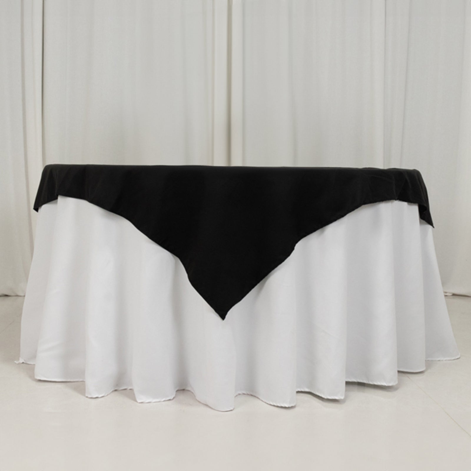 Black 54x54 Cotton Blend Square Table Overlay - Wrinkle-Resistant for Modern Tables
