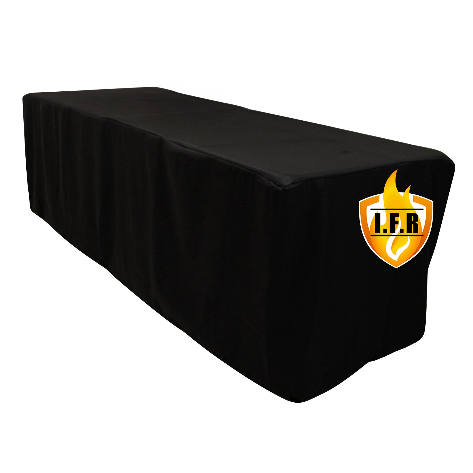 Black Fitted 8ft Rectangular Fire Retardant Premium Polyester Tablecloth - High-Performance Cover