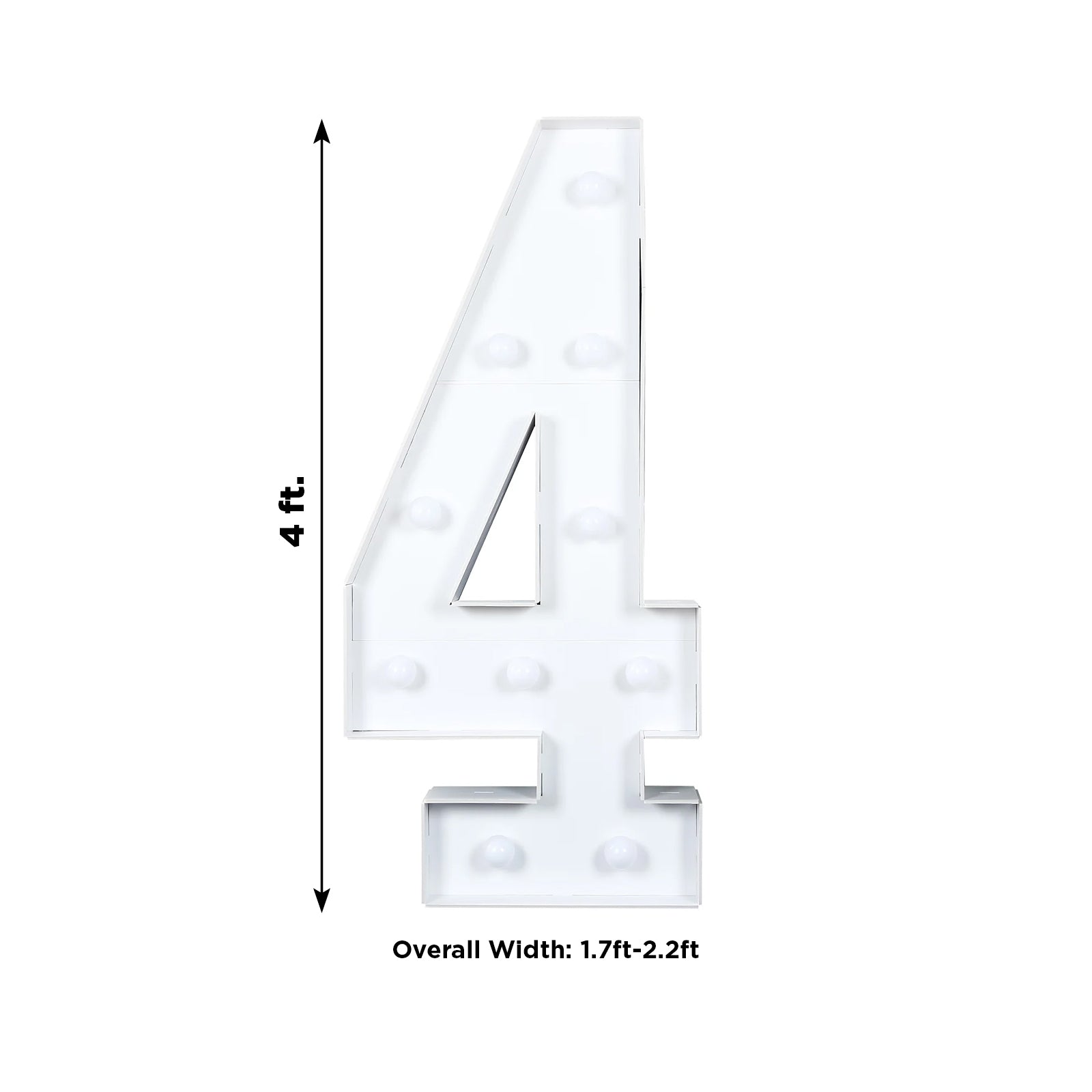 Hot Deal! 4ft White Giant LED Marquee Light Up Number 4 with Warm White LEDs, Glue Gun & Sticks