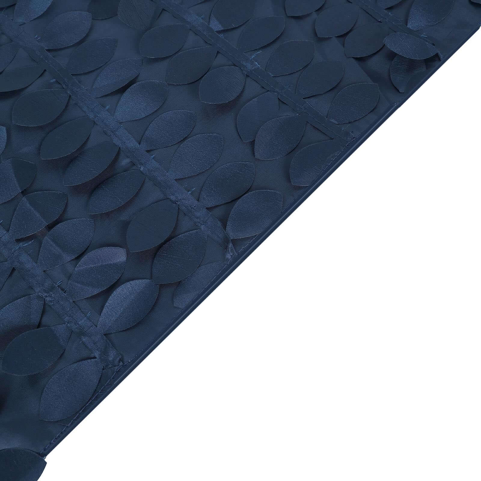 Navy Blue Taffeta Rectangle Tablecloth 90x132 with 3D Leaf Petal Design